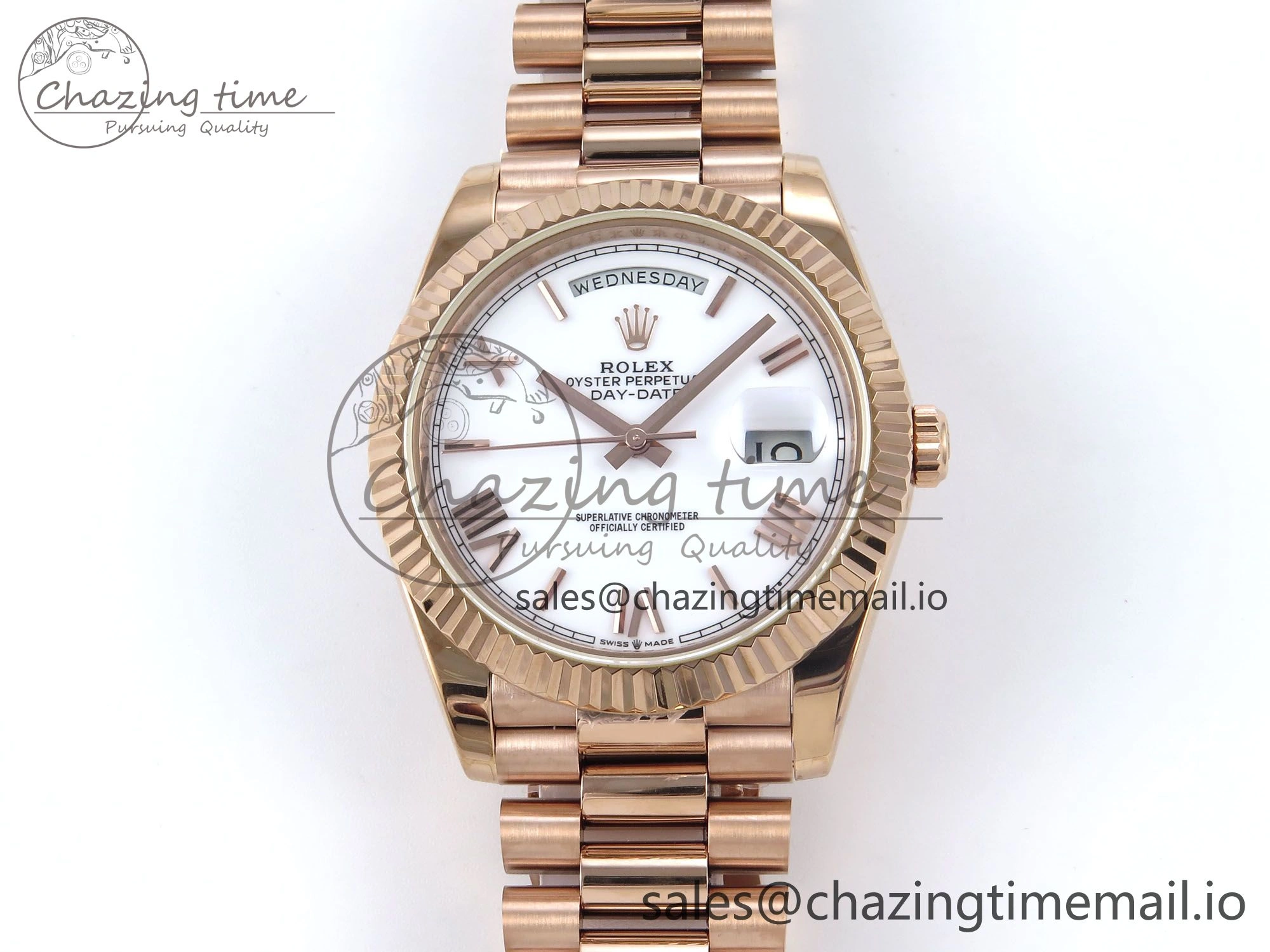 Day Date 40 RG 228235 KF 1:1 Best Edition White Roman Dial on President Bracelet VR3255 (Gain Weight)