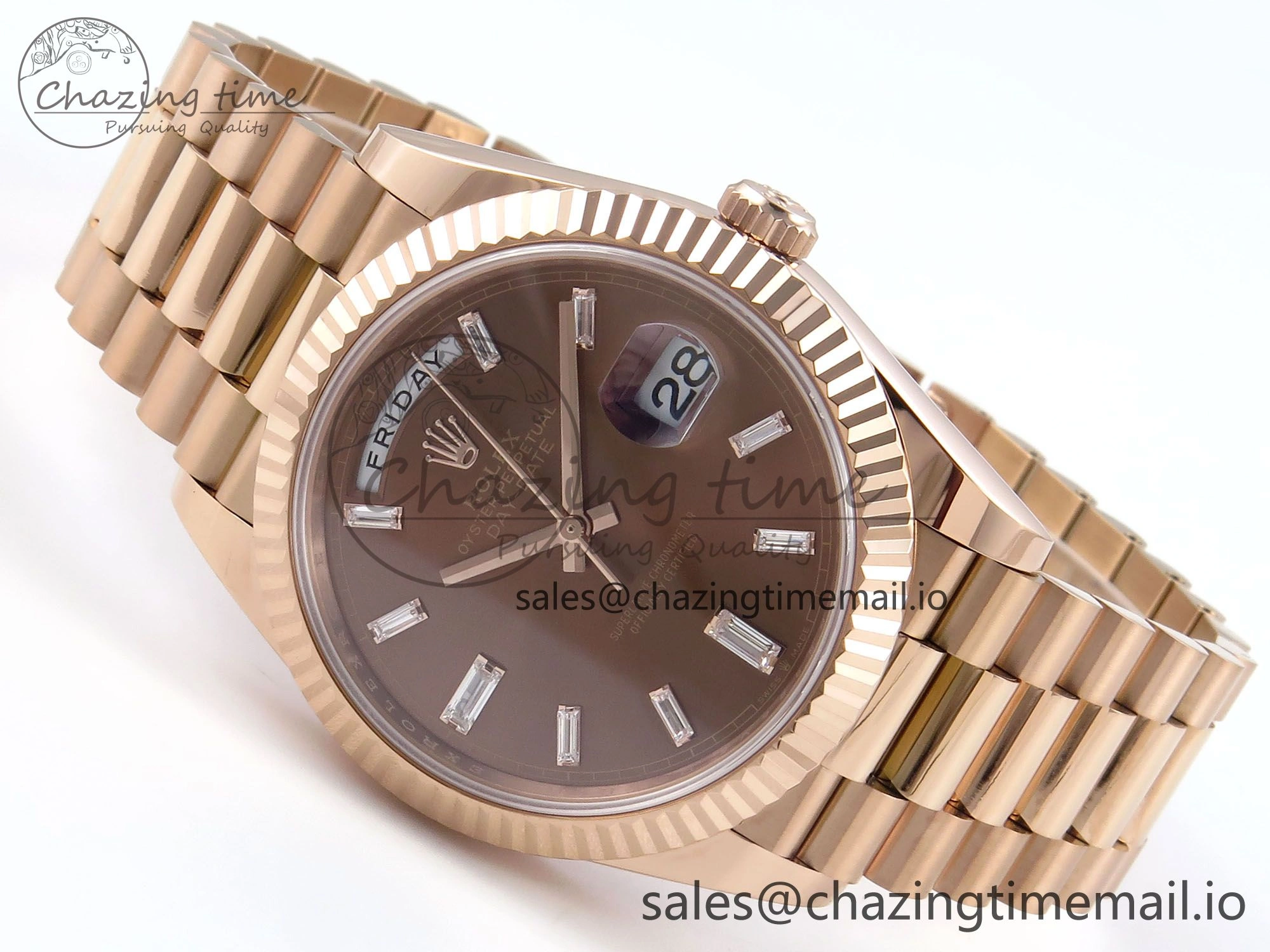 Day Date 40 RG 228235 Noob 1:1 Best Edition Brown Crystal Dial on President Bracelet A2836 (Gain Weight)