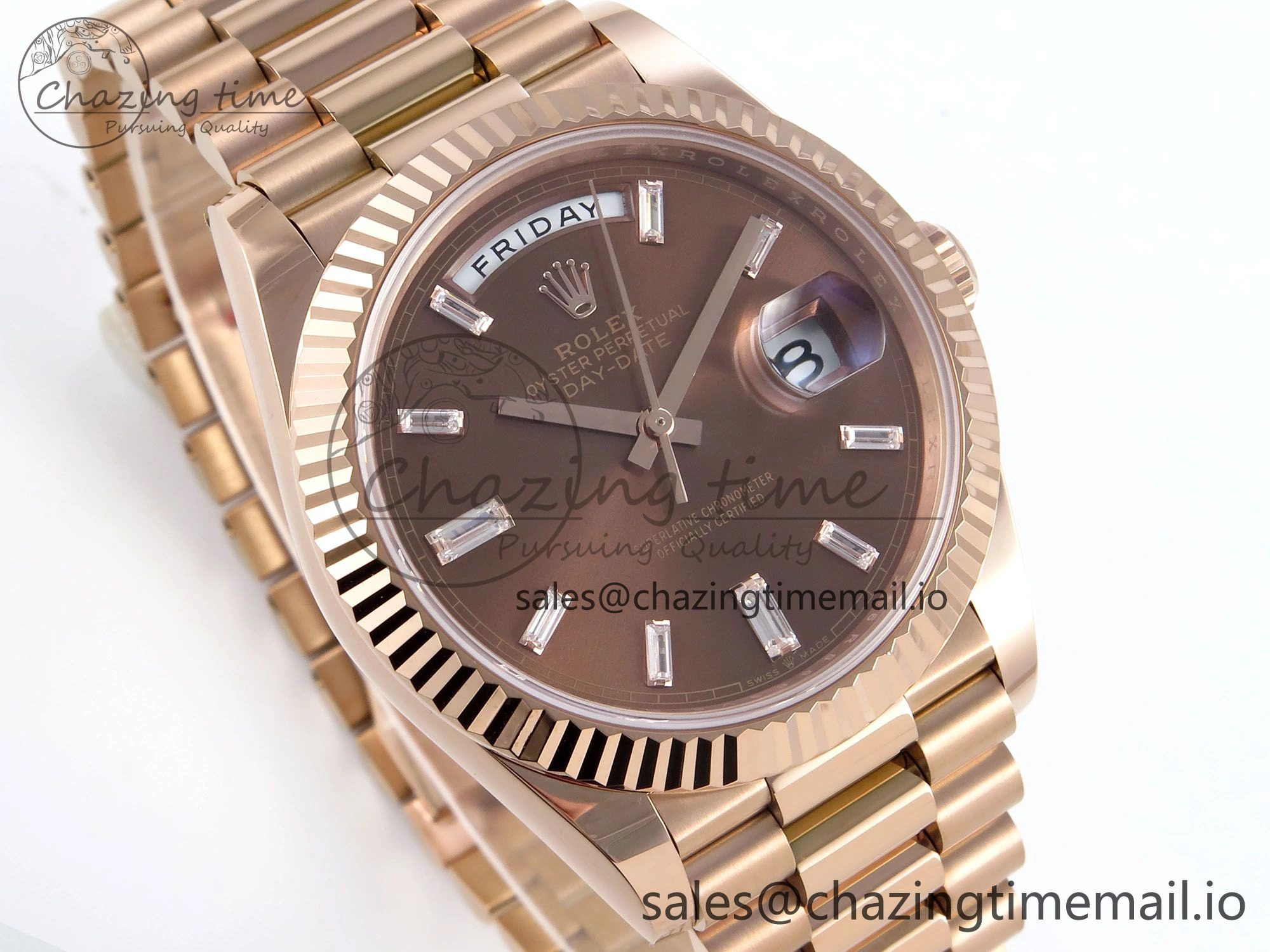 Day Date 40 RG 228235 Noob 1:1 Best Edition Brown Crystal Dial on President Bracelet A2836 (Gain Weight)