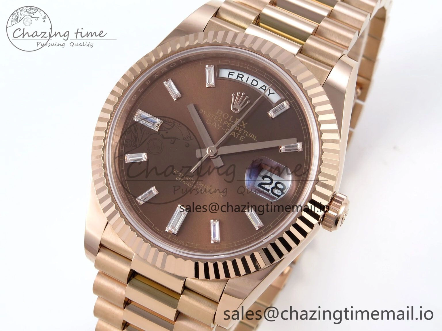 Day Date 40 RG 228235 Noob 1:1 Best Edition Brown Crystal Dial on President Bracelet A2836 (Gain Weight)