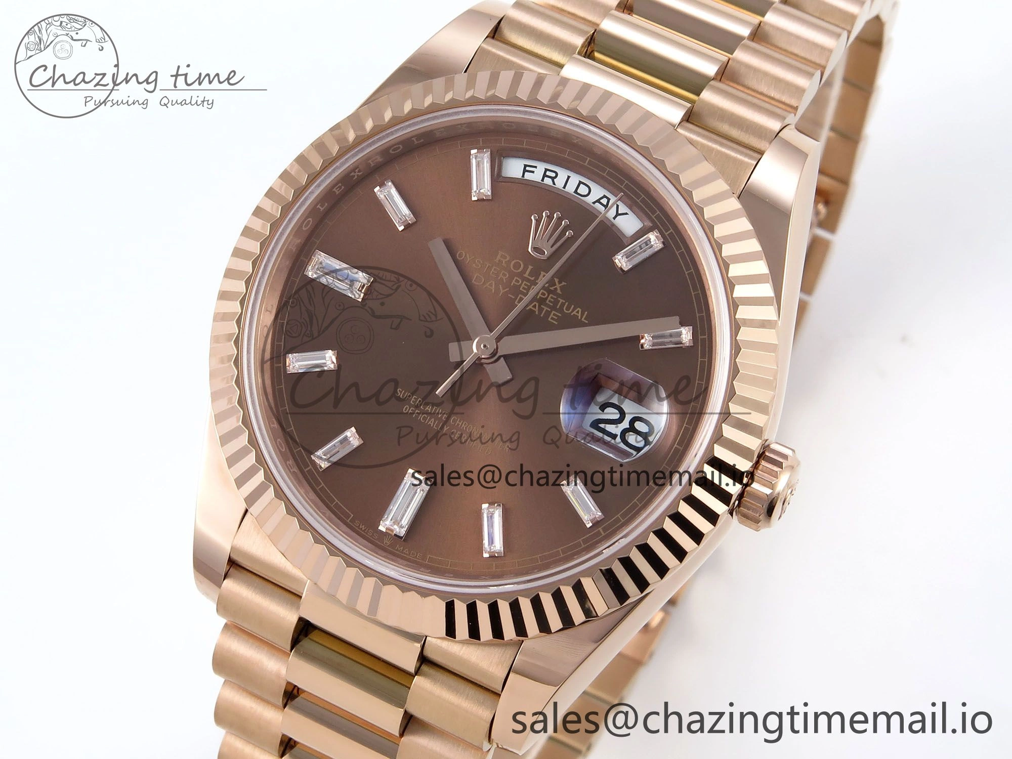 Day Date 40 RG 228235 Noob 1:1 Best Edition Brown Crystal Dial on President Bracelet A2836 (Gain Weight)