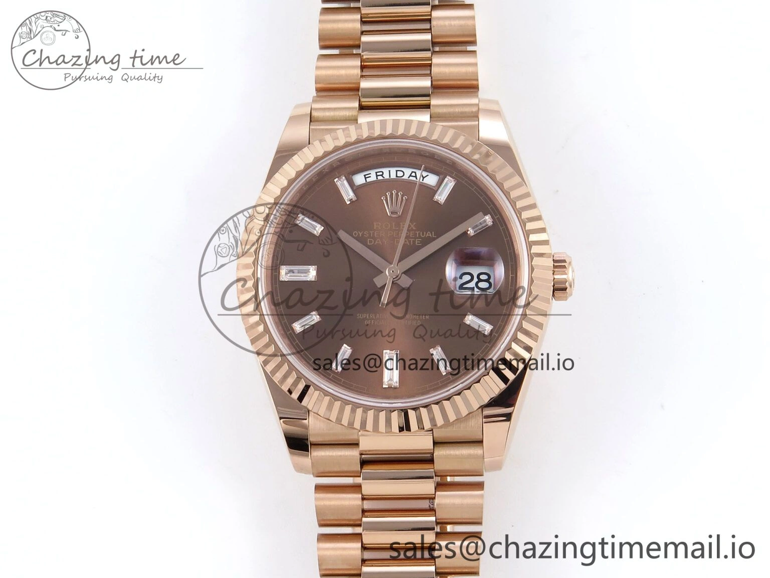 Day Date 40 RG 228235 Noob 1:1 Best Edition Brown Crystal Dial on President Bracelet A2836 (Gain Weight)