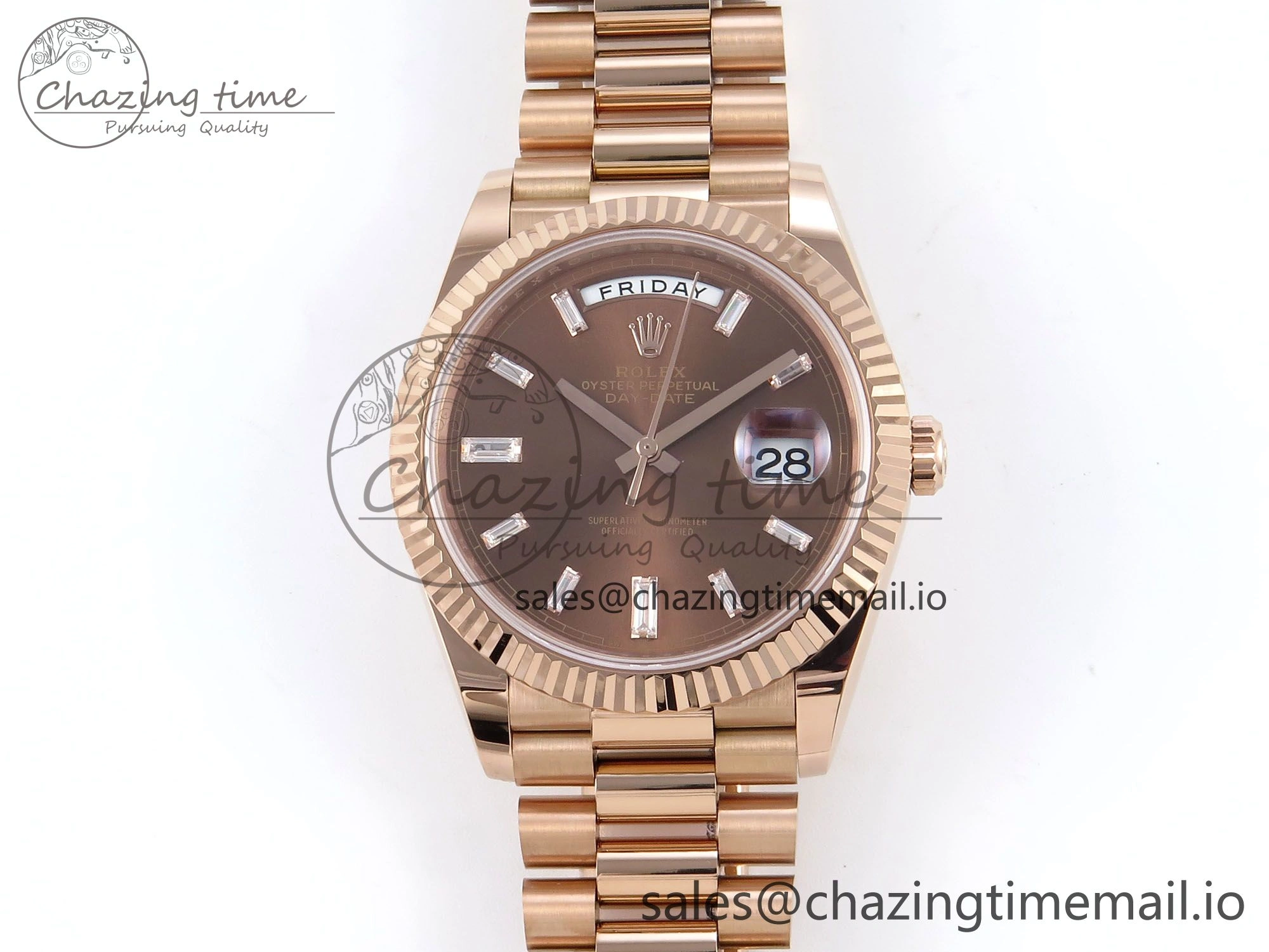 Day Date 40 RG 228235 Noob 1:1 Best Edition Brown Crystal Dial on President Bracelet A2836 (Gain Weight)
