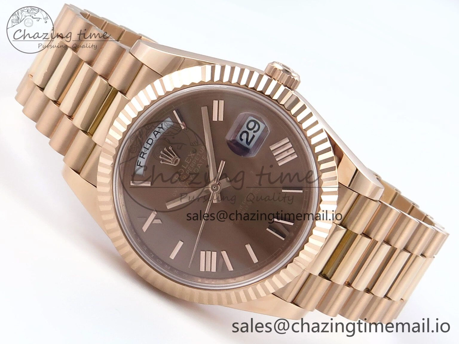 Day Date 40 RG 228235 Noob 1:1 Best Edition Brown Roman Dial on President Bracelet A2836 (Gain Weight)