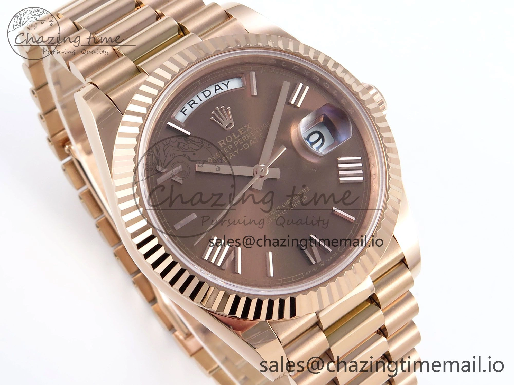 Day Date 40 RG 228235 Noob 1:1 Best Edition Brown Roman Dial on President Bracelet A2836 (Gain Weight)