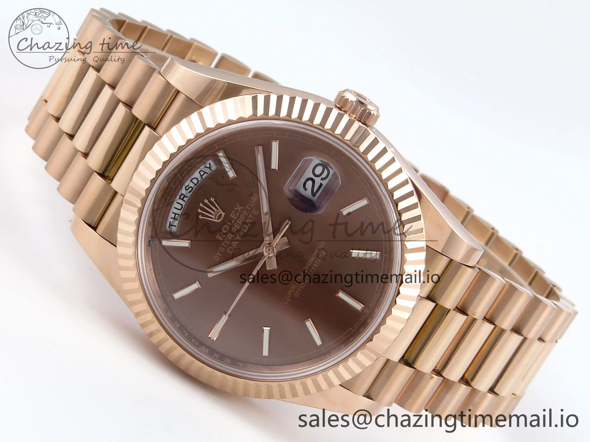 Day Date 40 RG 228235 Noob 1:1 Best Edition Brown Stick Dial on President Bracelet A2836 (Gain Weight)