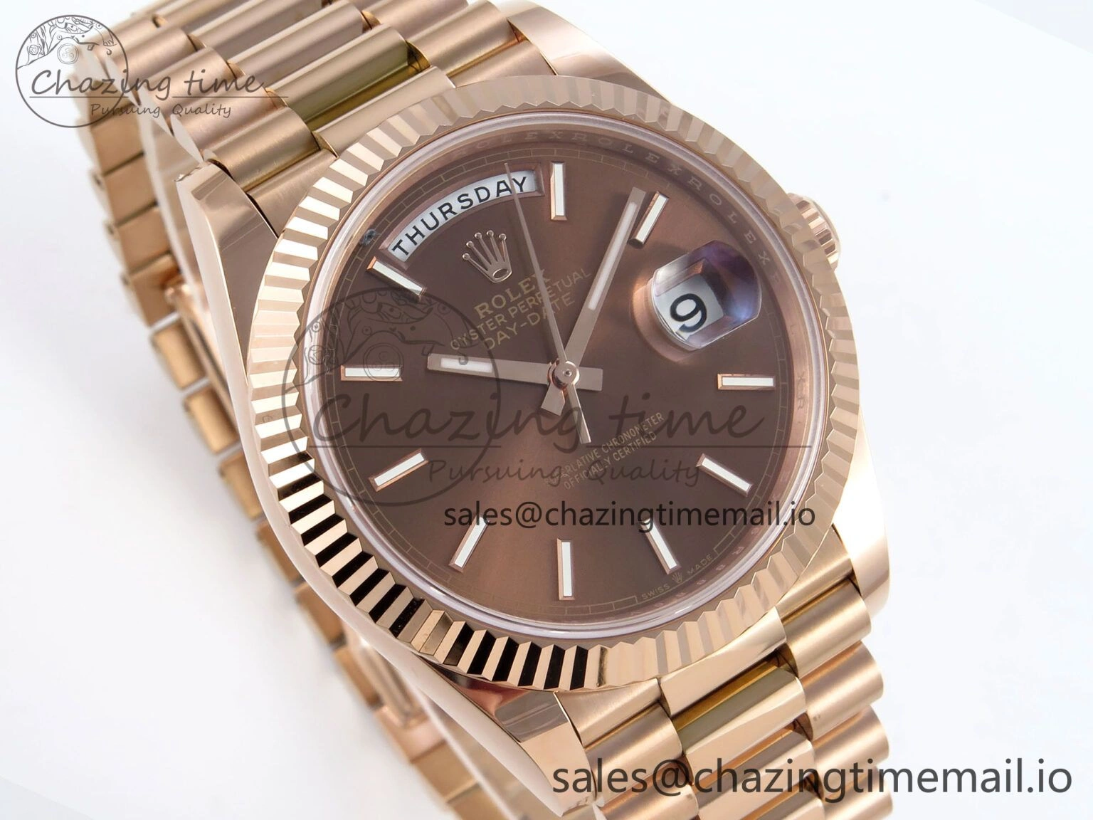 Day Date 40 RG 228235 Noob 1:1 Best Edition Brown Stick Dial on President Bracelet A2836 (Gain Weight)