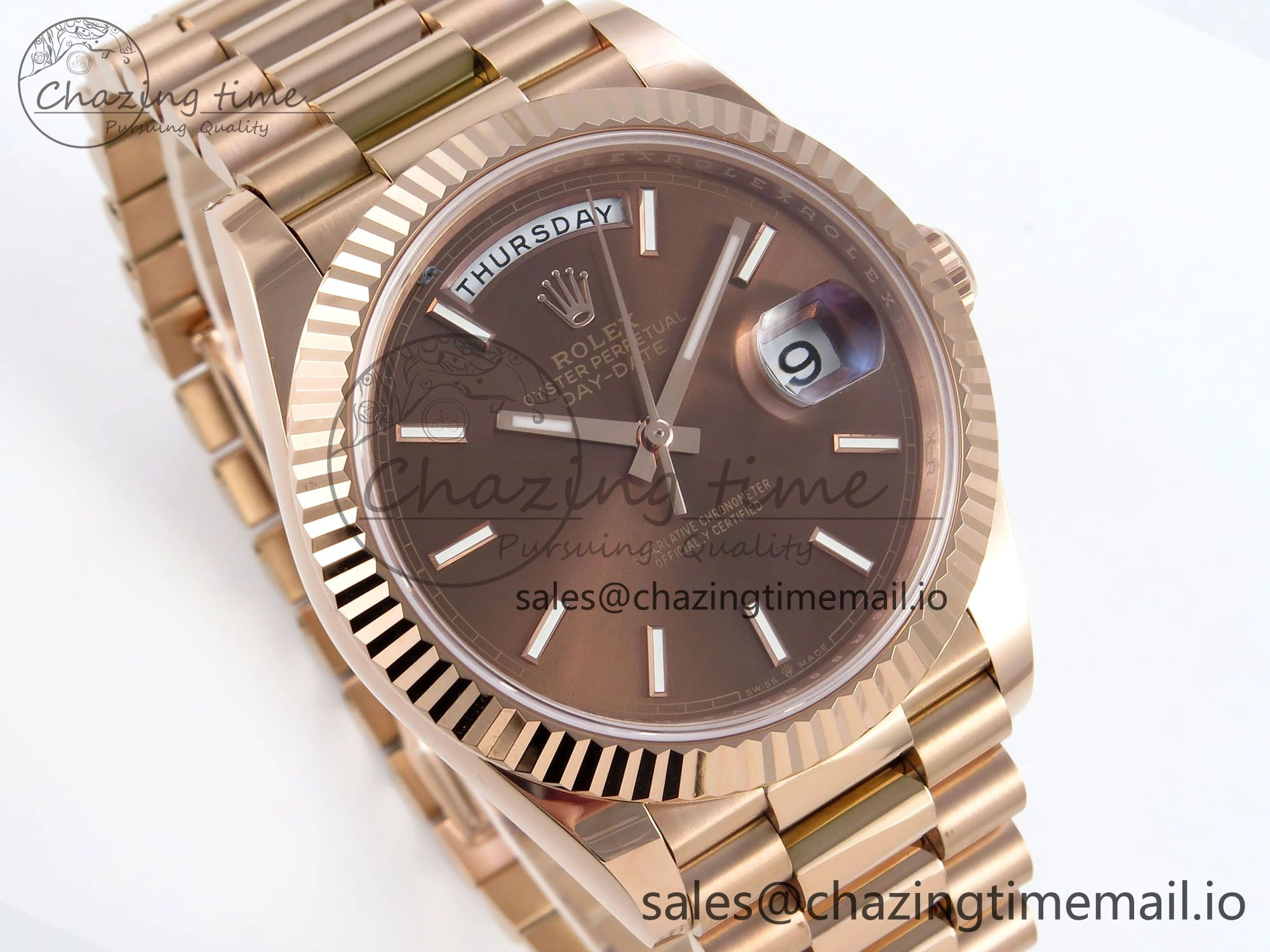 Day Date 40 RG 228235 Noob 1:1 Best Edition Brown Stick Dial on President Bracelet A2836 (Gain Weight)