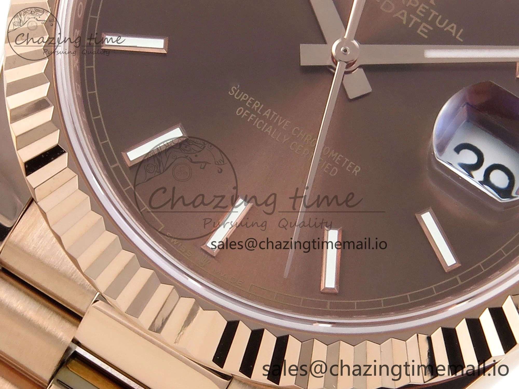Day Date 40 RG 228235 Noob 1:1 Best Edition Brown Stick Dial on President Bracelet A2836 (Gain Weight)