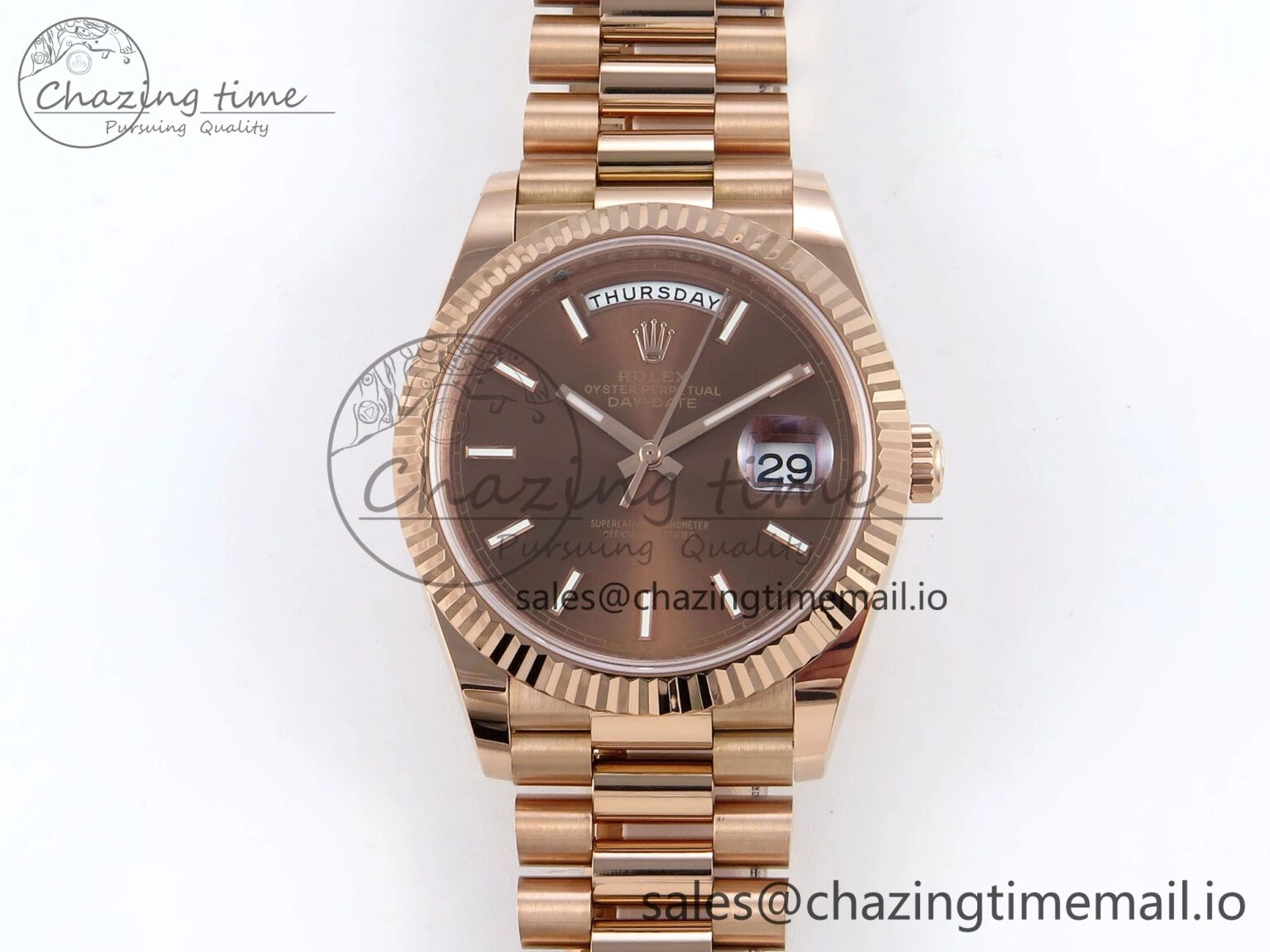 Day Date 40 RG 228235 Noob 1:1 Best Edition Brown Stick Dial on President Bracelet A2836 (Gain Weight)