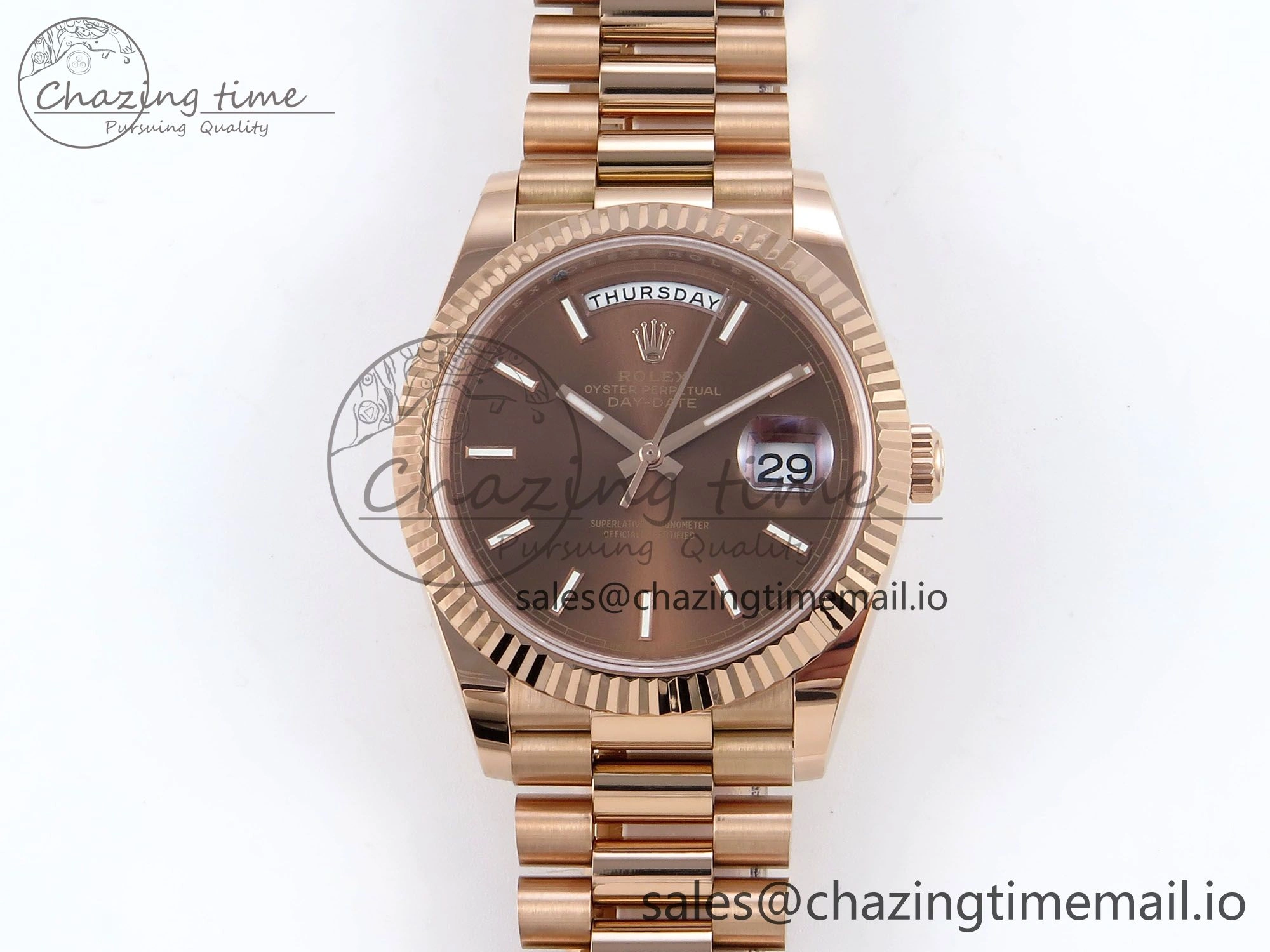 Day Date 40 RG 228235 Noob 1:1 Best Edition Brown Stick Dial on President Bracelet A2836 (Gain Weight)