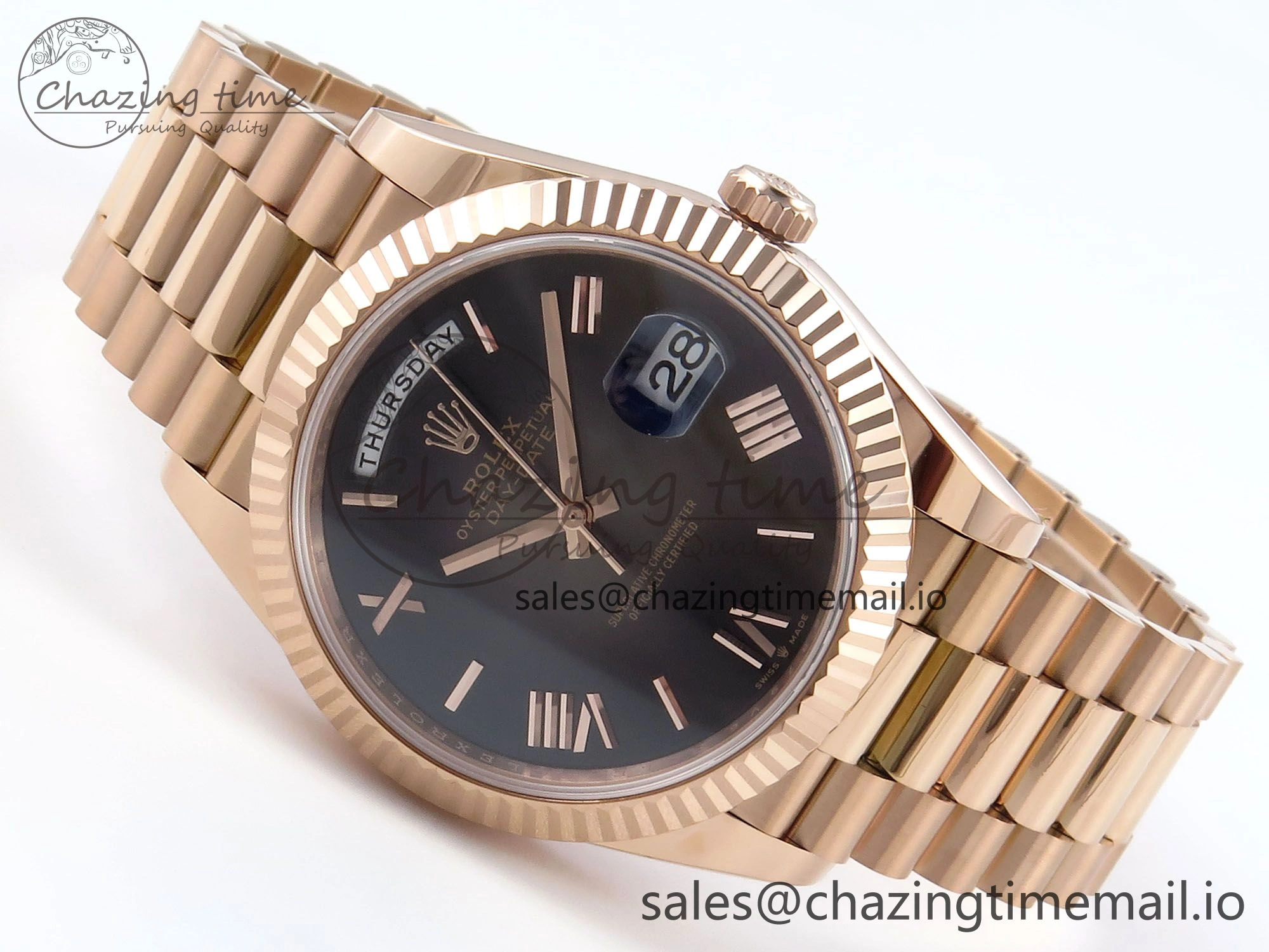 Day Date 40 RG 228235 Noob 1:1 Best Edition Dark Gray Roman Dial on President Bracelet A2836 (Gain Weight)