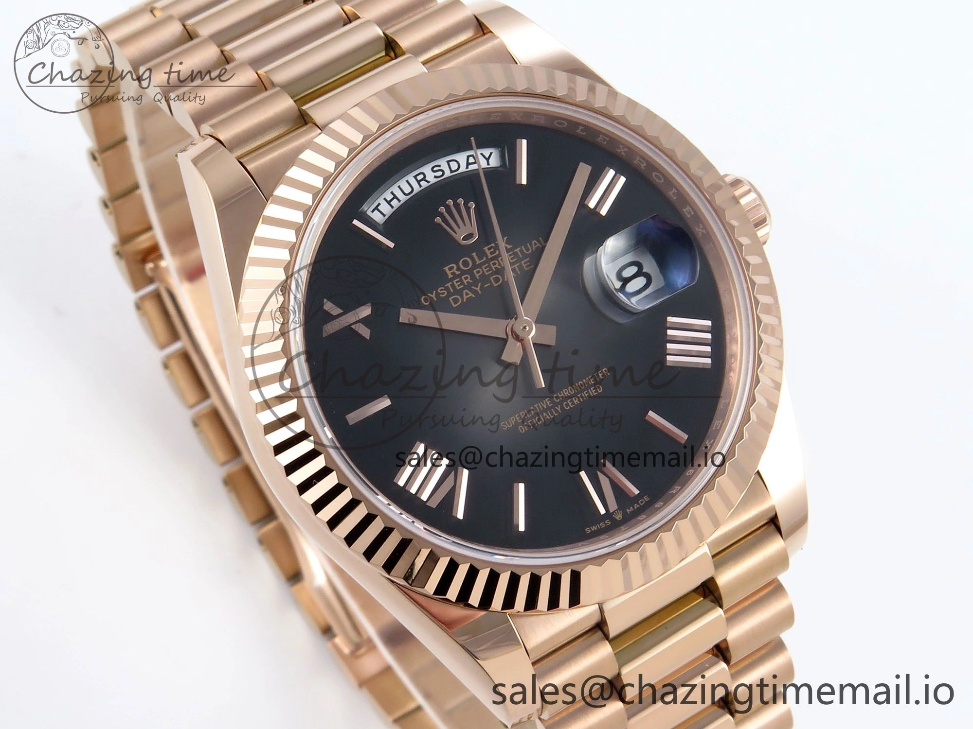 Day Date 40 RG 228235 Noob 1:1 Best Edition Dark Gray Roman Dial on President Bracelet A2836 (Gain Weight)