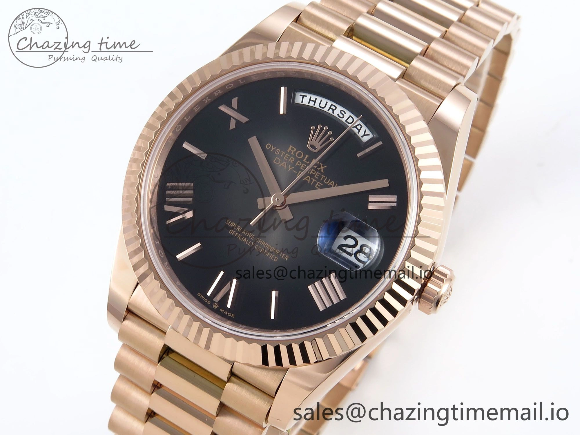 Day Date 40 RG 228235 Noob 1:1 Best Edition Dark Gray Roman Dial on President Bracelet A2836 (Gain Weight)