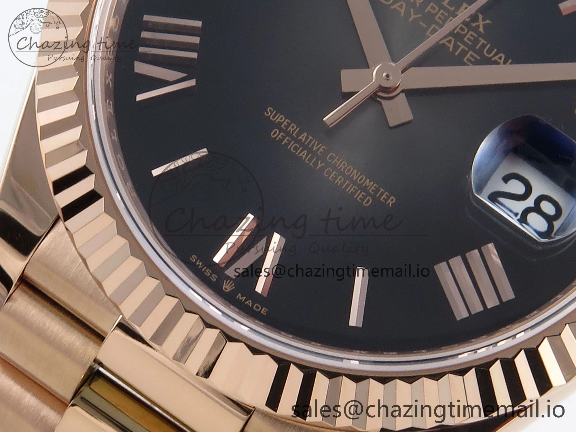 Day Date 40 RG 228235 Noob 1:1 Best Edition Dark Gray Roman Dial on President Bracelet A2836 (Gain Weight)