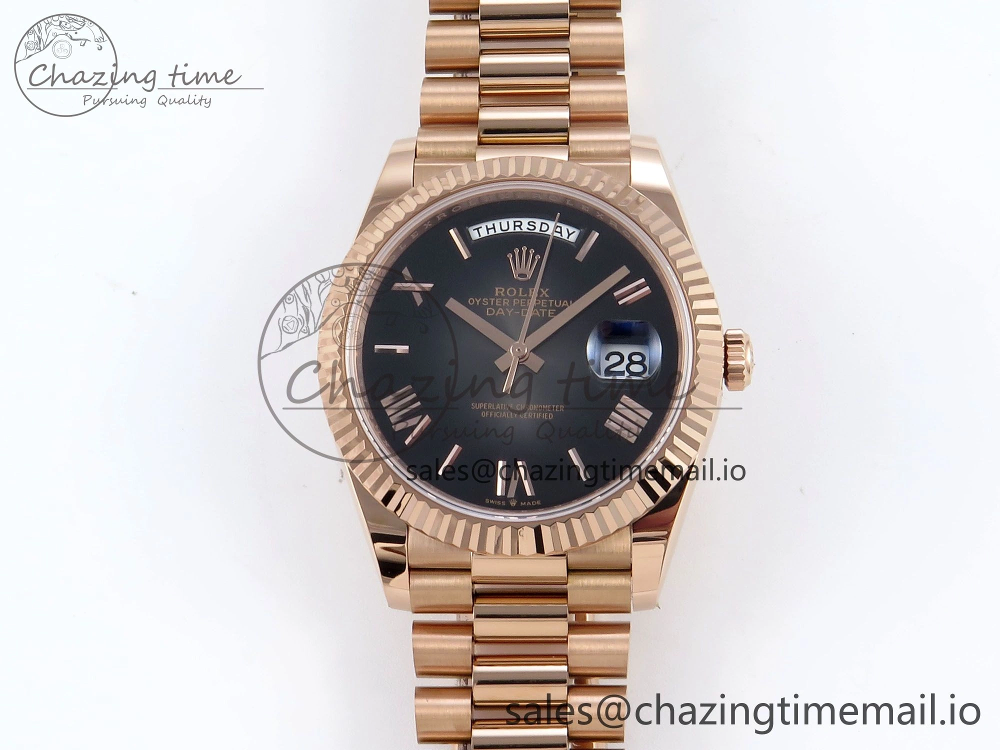 Day Date 40 RG 228235 Noob 1:1 Best Edition Dark Gray Roman Dial on President Bracelet A2836 (Gain Weight)