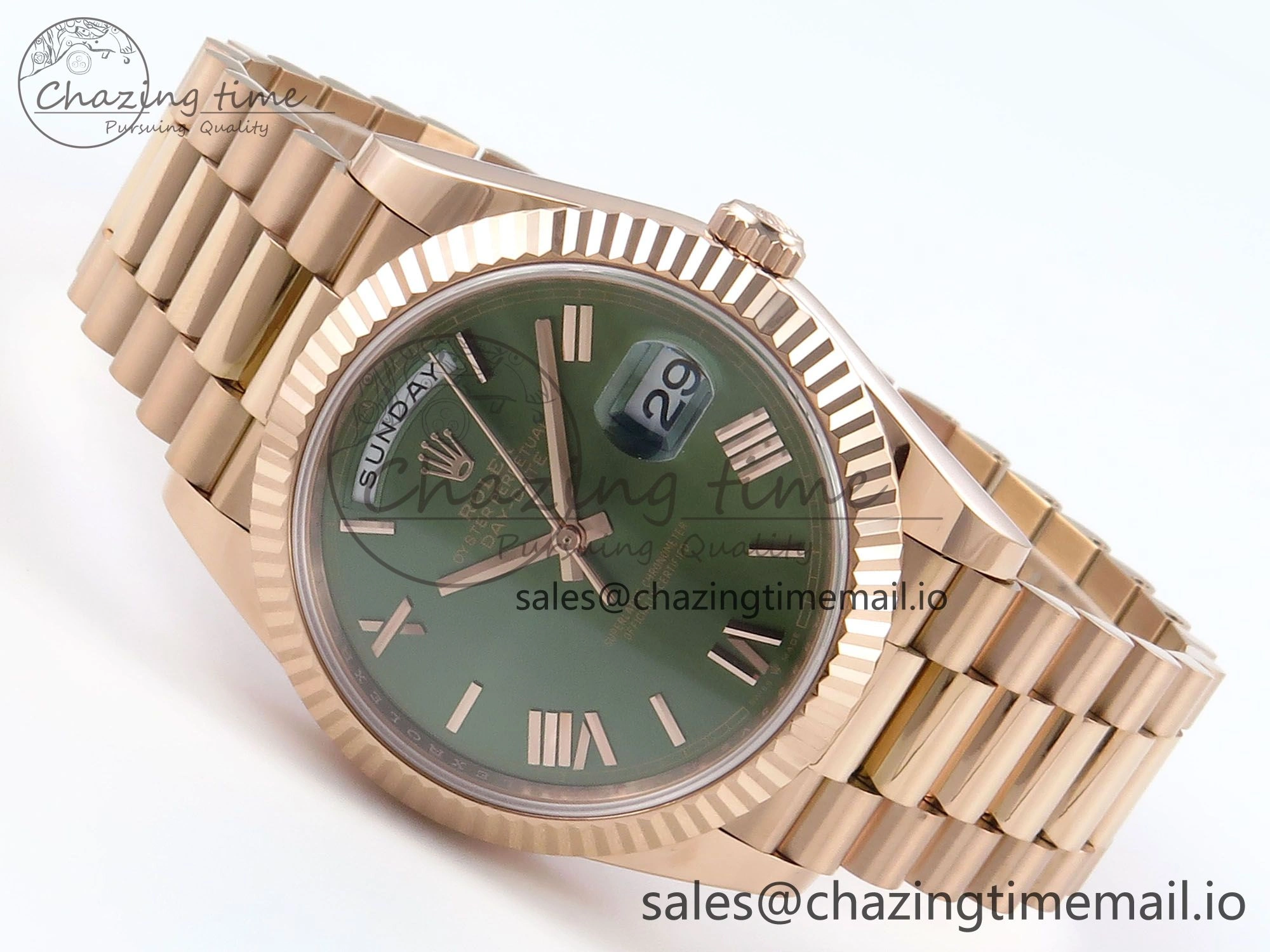 Day Date 40 RG 228235 Noob 1:1 Best Edition Green Roman Dial on President Bracelet A2836 (Gain Weight)