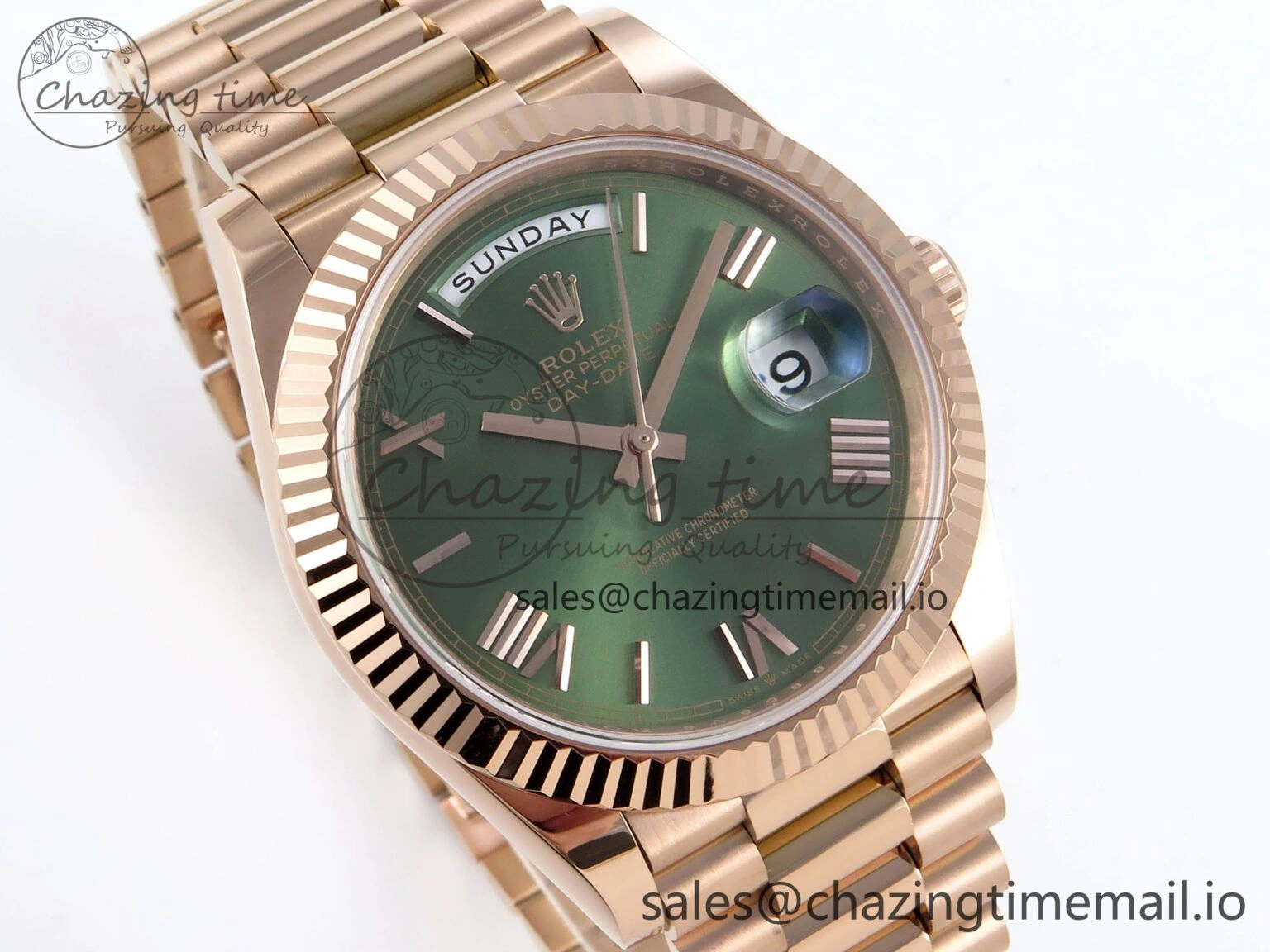Day Date 40 RG 228235 Noob 1:1 Best Edition Green Roman Dial on President Bracelet A2836 (Gain Weight)