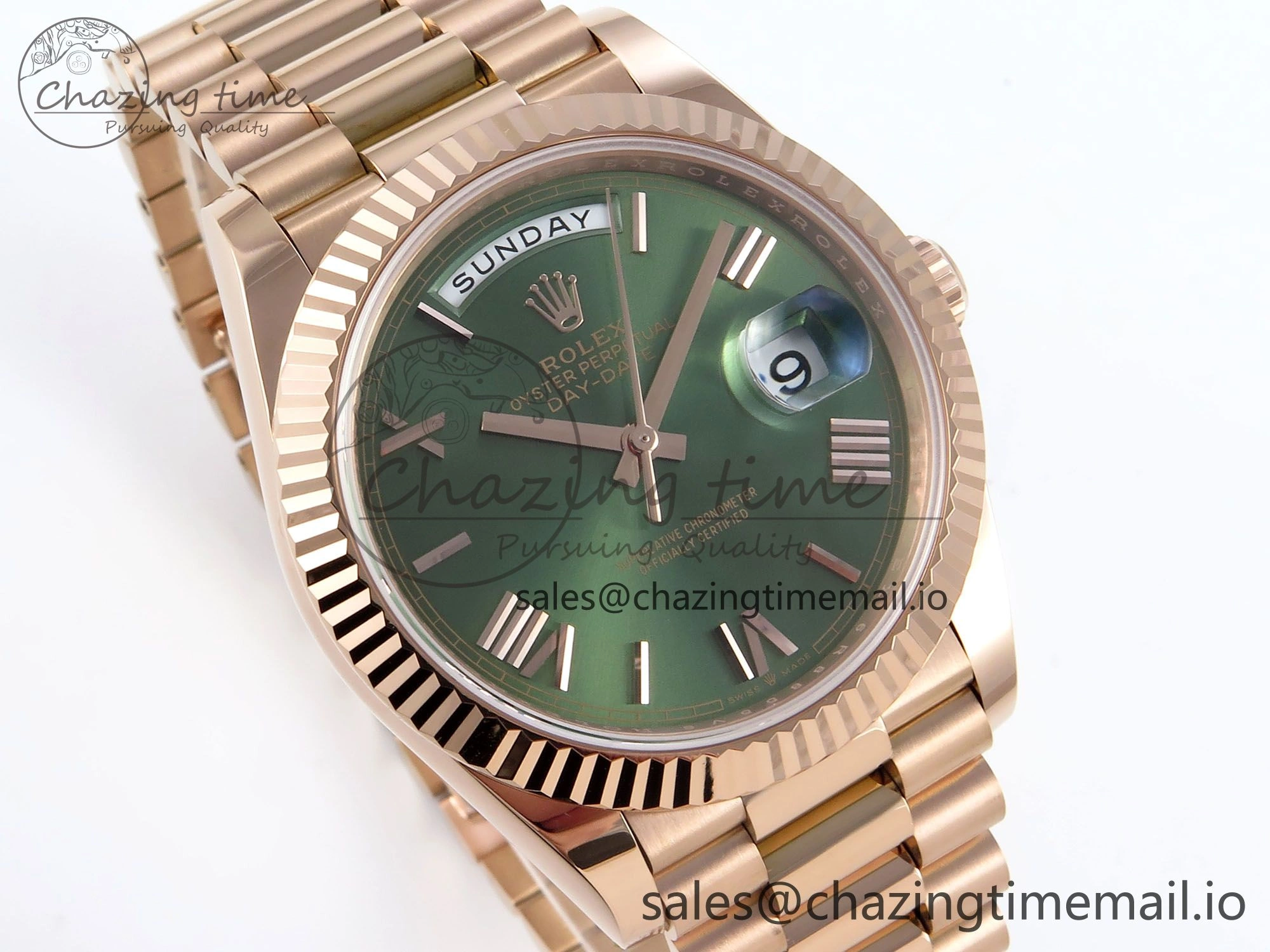 Day Date 40 RG 228235 Noob 1:1 Best Edition Green Roman Dial on President Bracelet A2836 (Gain Weight)