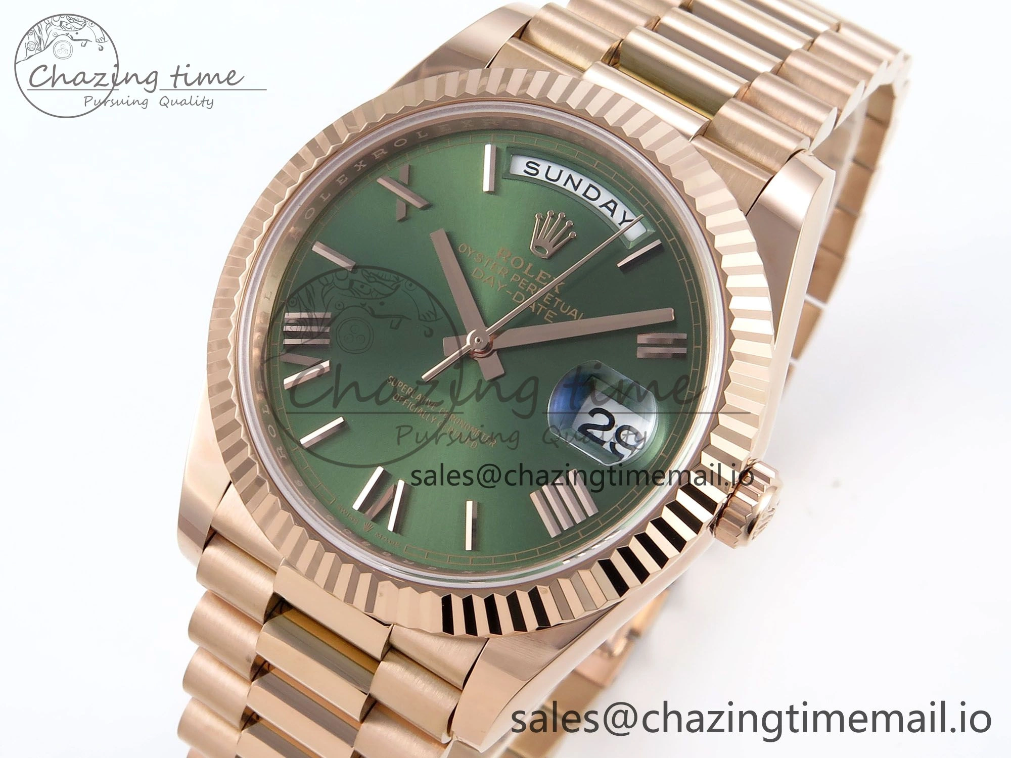 Day Date 40 RG 228235 Noob 1:1 Best Edition Green Roman Dial on President Bracelet A2836 (Gain Weight)