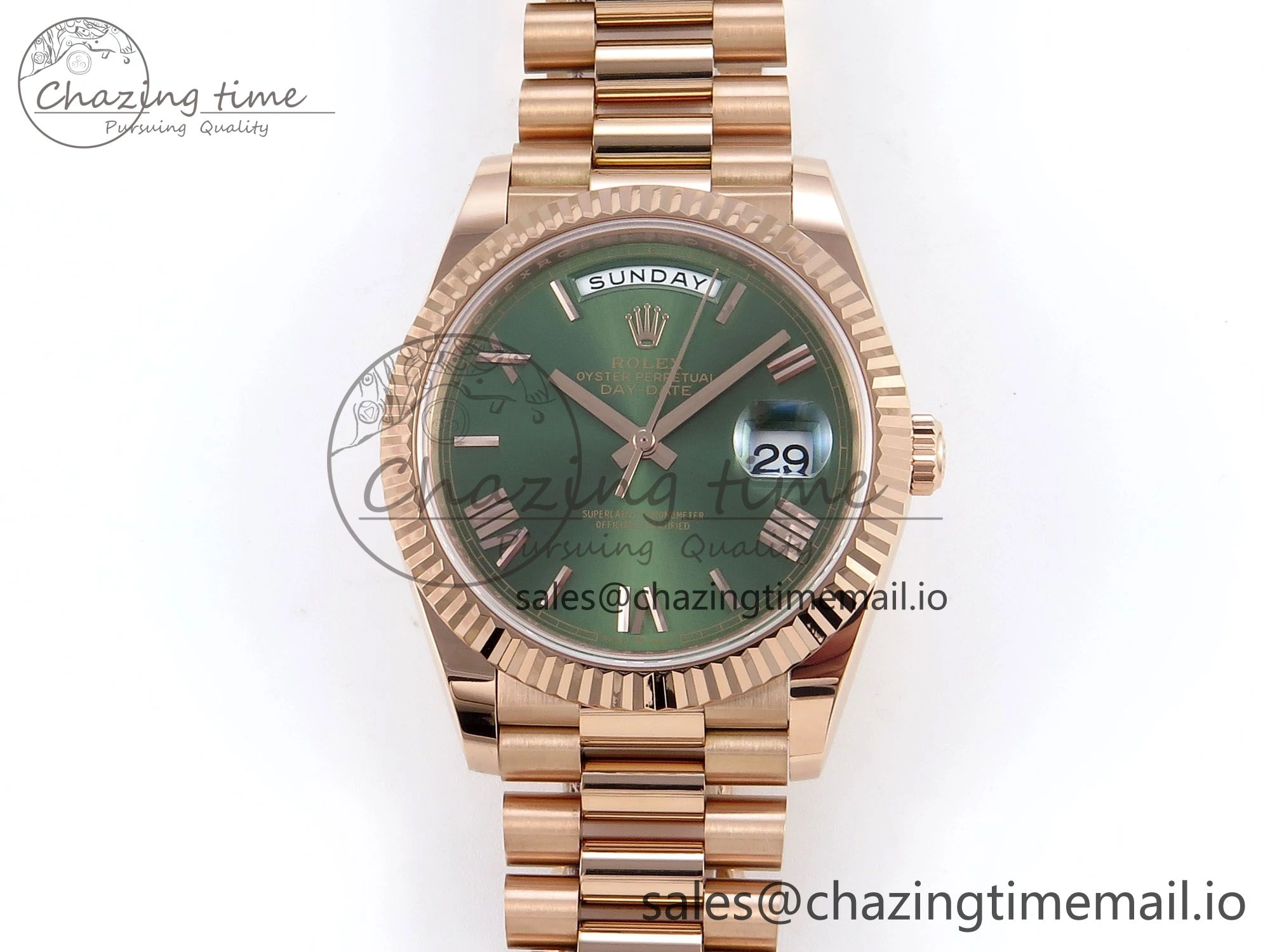 Day Date 40 RG 228235 Noob 1:1 Best Edition Green Roman Dial on President Bracelet A2836 (Gain Weight)