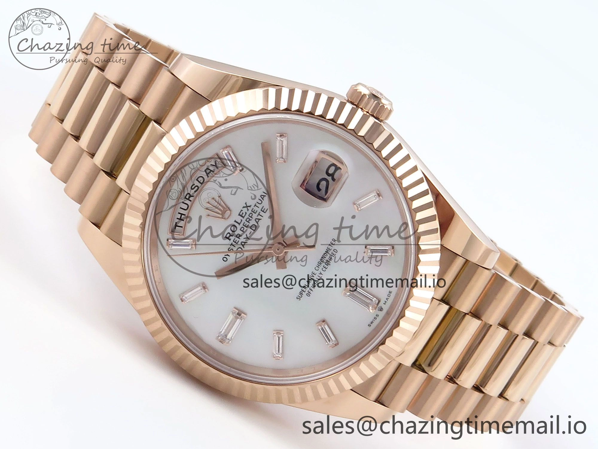 Day Date 40 RG 228235 Noob 1:1 Best Edition White MOP Crystal Dial on President Bracelet A2836 (Gain Weight)