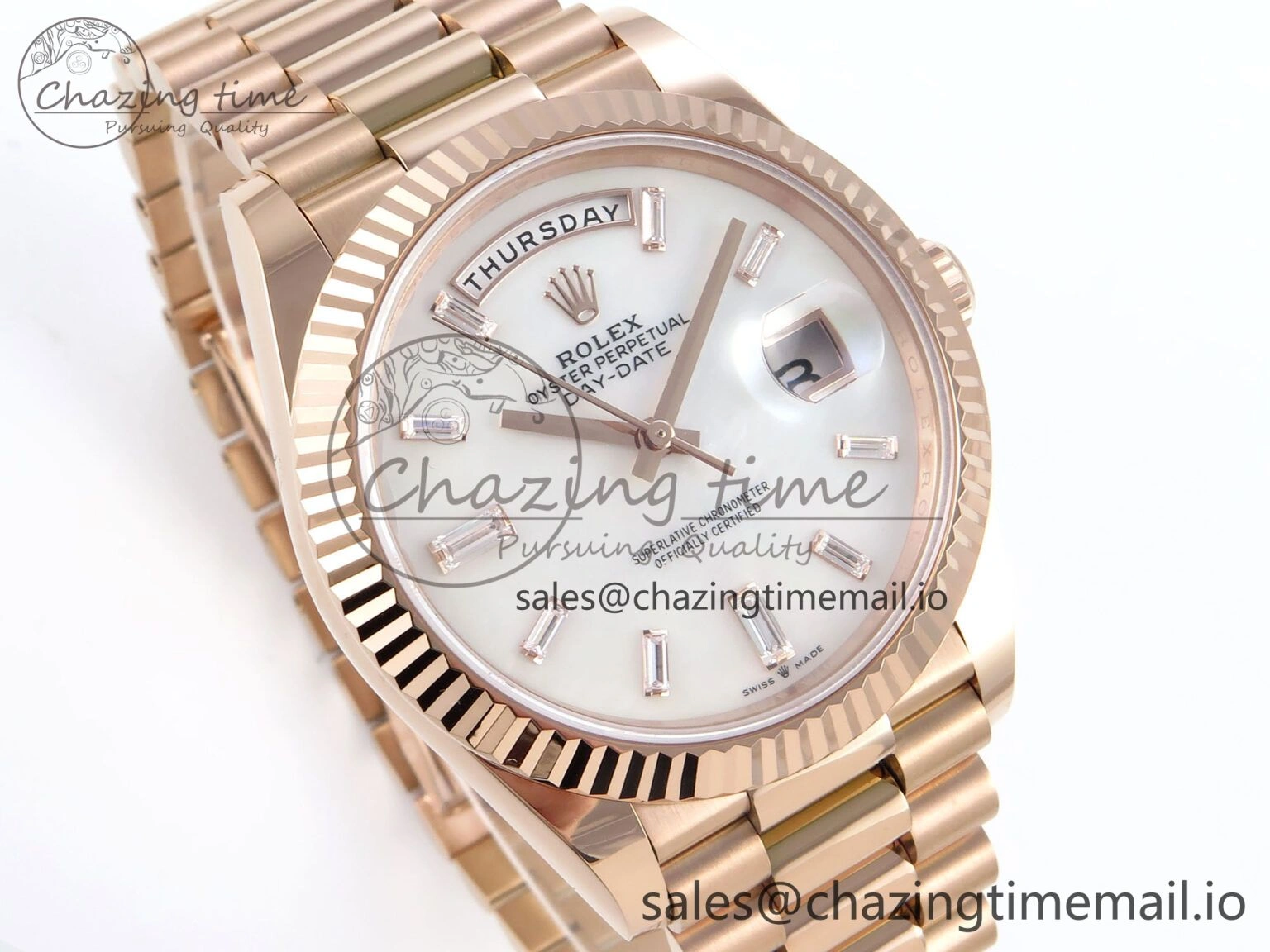 Day Date 40 RG 228235 Noob 1:1 Best Edition White MOP Crystal Dial on President Bracelet A2836 (Gain Weight)