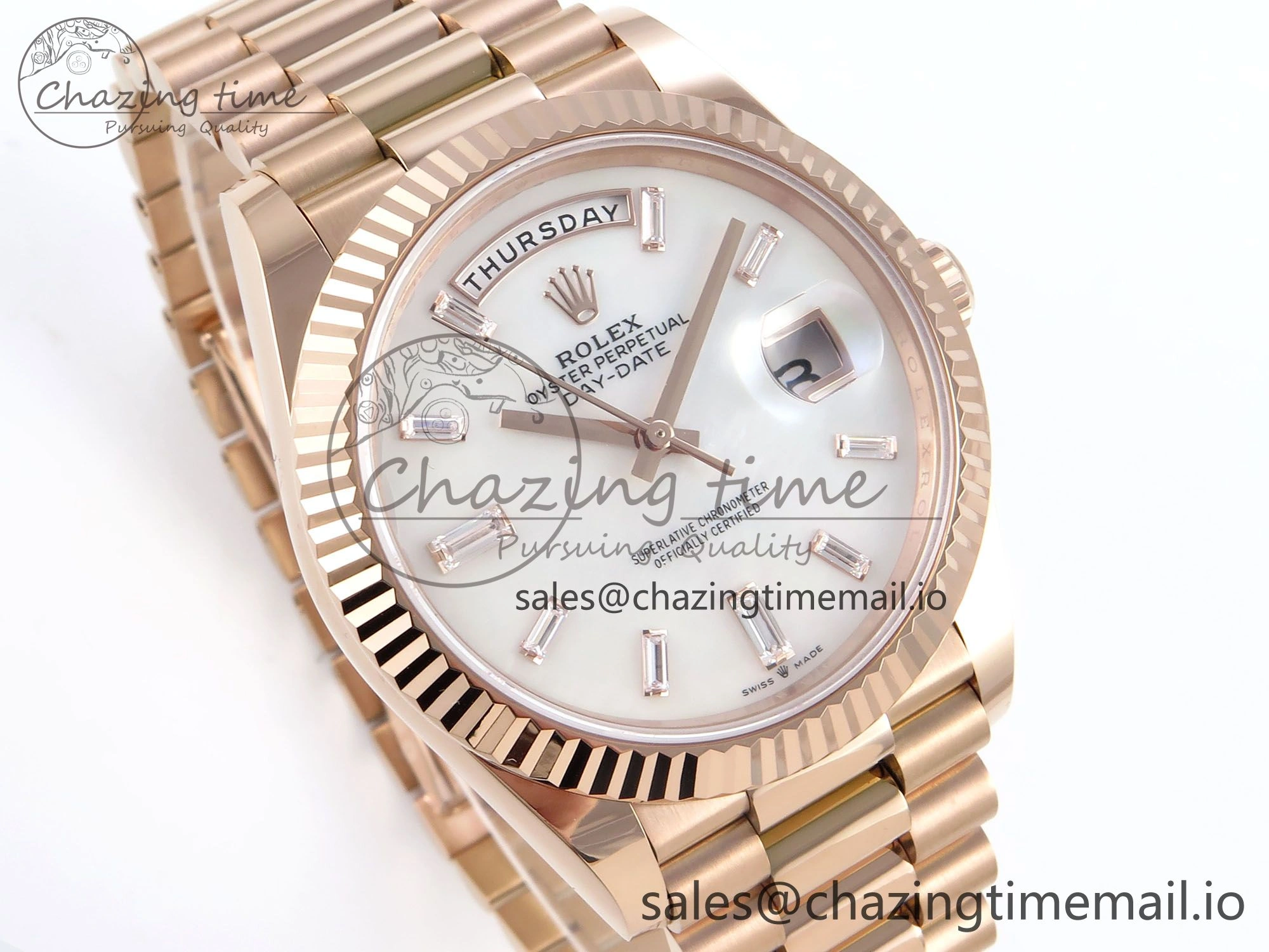 Day Date 40 RG 228235 Noob 1:1 Best Edition White MOP Crystal Dial on President Bracelet A2836 (Gain Weight)
