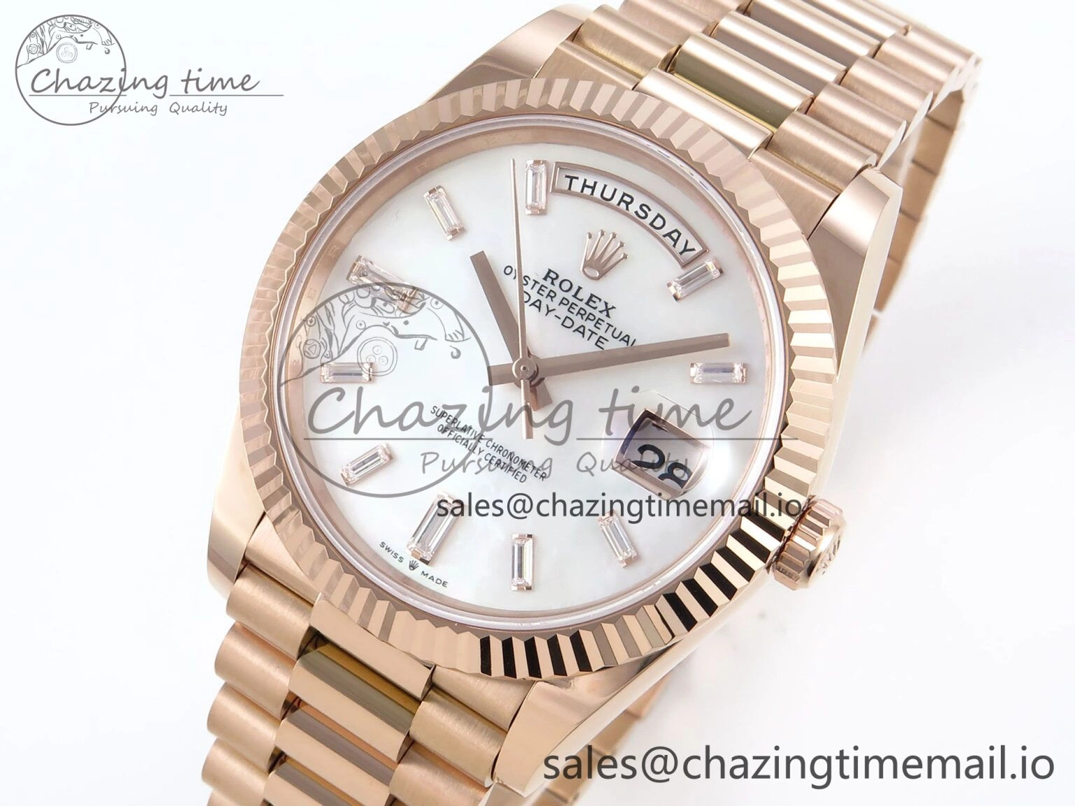 Day Date 40 RG 228235 Noob 1:1 Best Edition White MOP Crystal Dial on President Bracelet A2836 (Gain Weight)