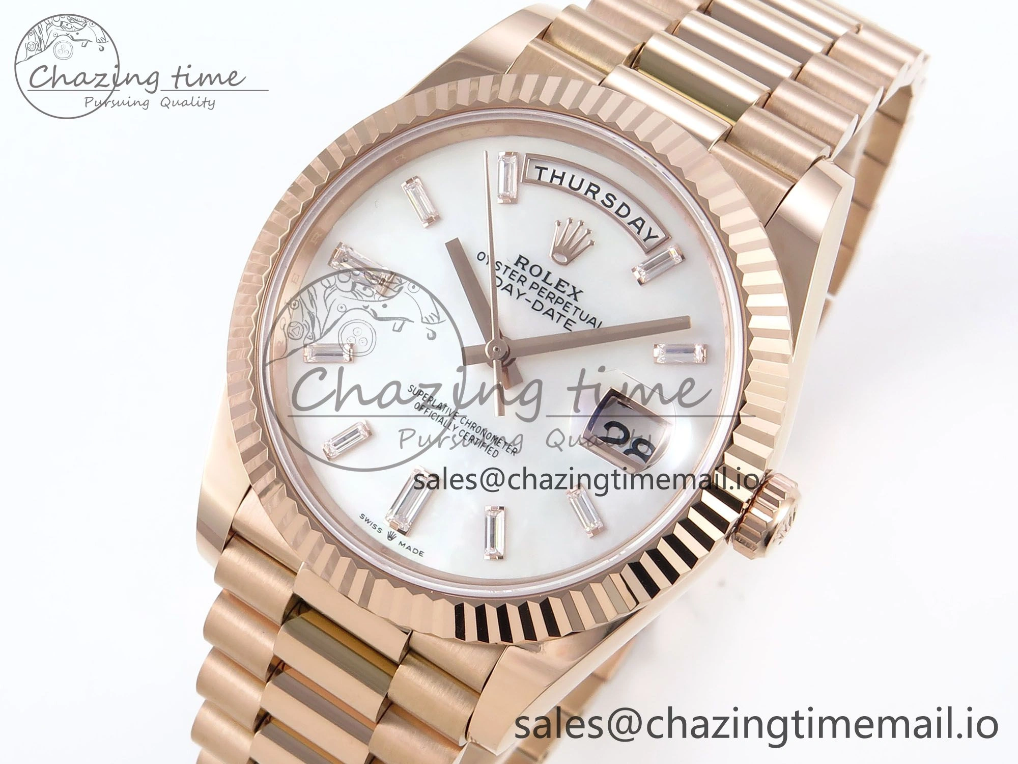 Day Date 40 RG 228235 Noob 1:1 Best Edition White MOP Crystal Dial on President Bracelet A2836 (Gain Weight)