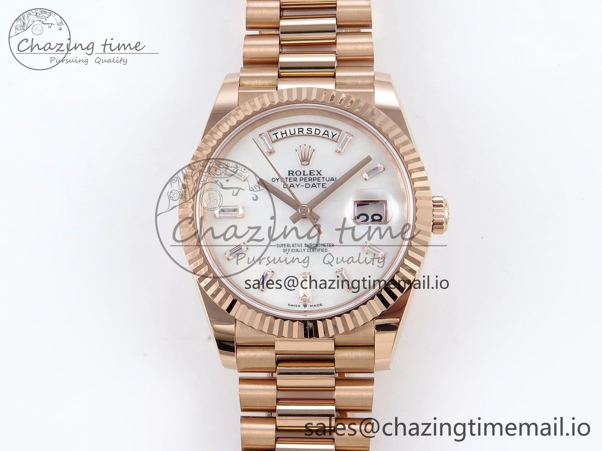 Day Date 40 RG 228235 Noob 1:1 Best Edition White MOP Crystal Dial on President Bracelet A2836 (Gain Weight)