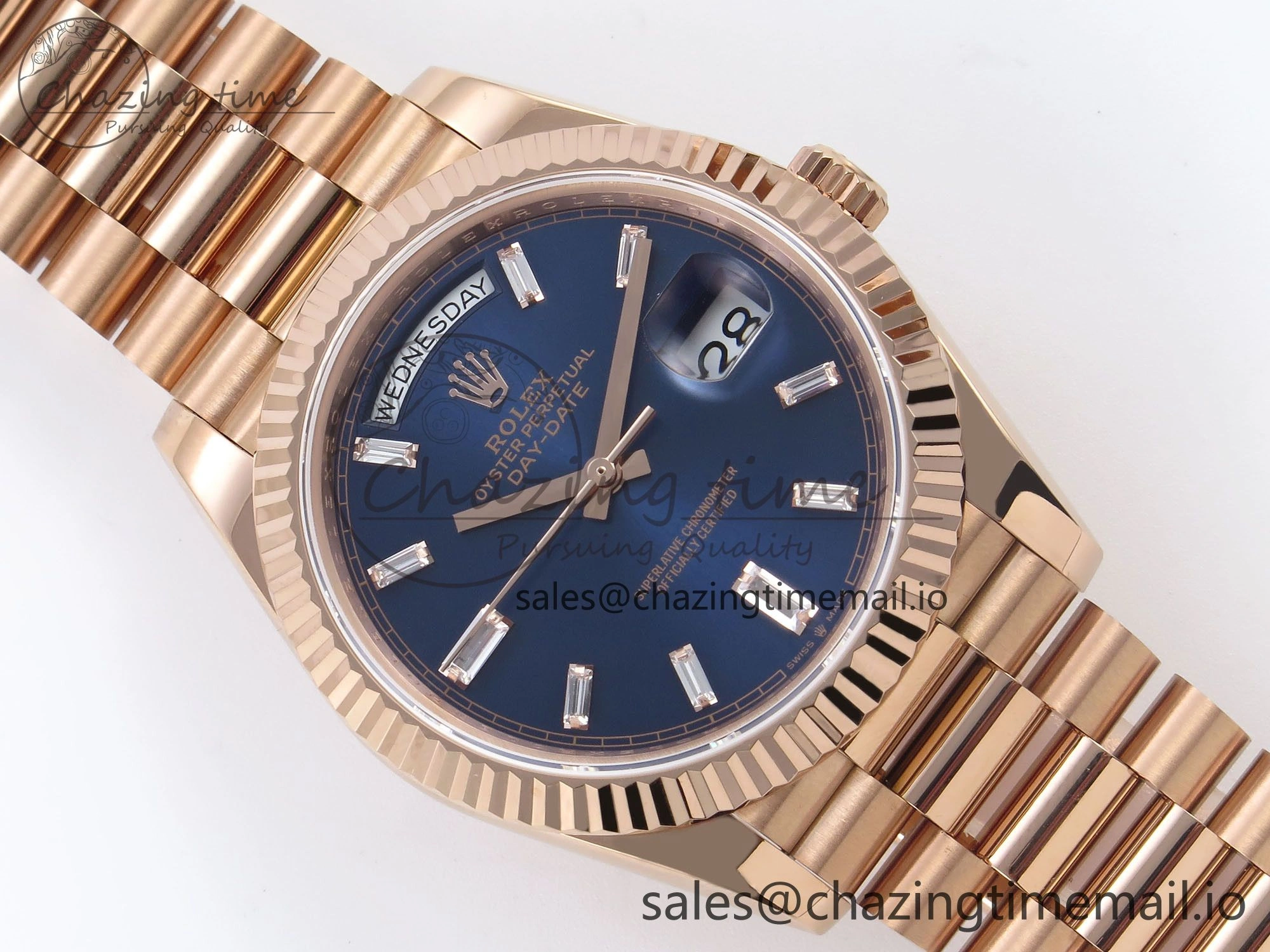 Day Date 40 RG 228235 QF 1:1 Best Edition Blue Dial Crystal Markers on President Bracelet VR2836