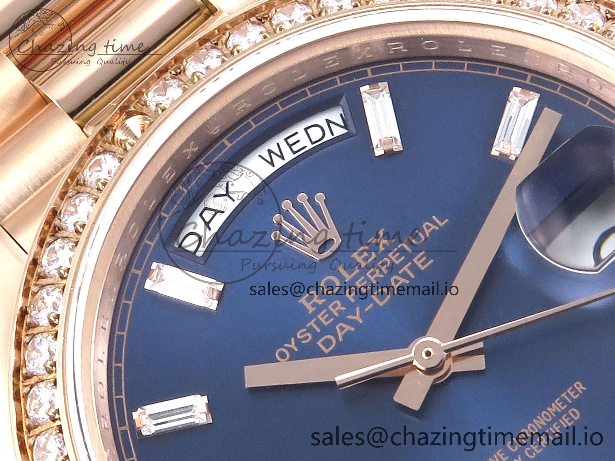 Day Date 40 RG 228235 QF 1:1 Best Edition Blue Dial Crystal Markers on President Bracelet VR2836