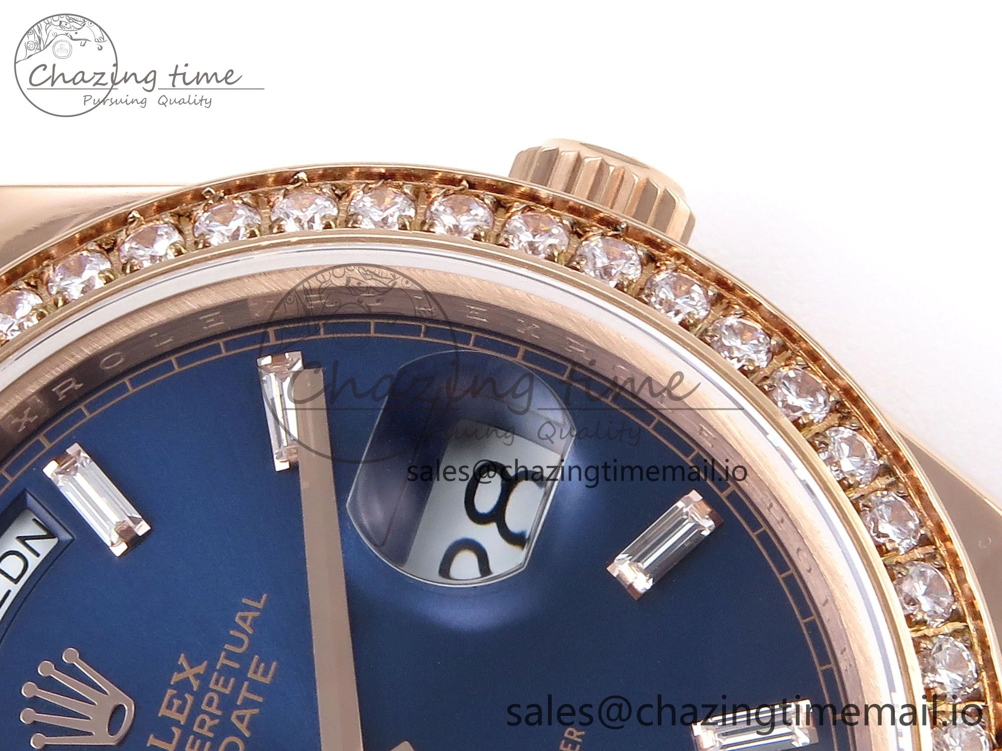 Day Date 40 RG 228235 QF 1:1 Best Edition Blue Dial Crystal Markers on President Bracelet VR2836