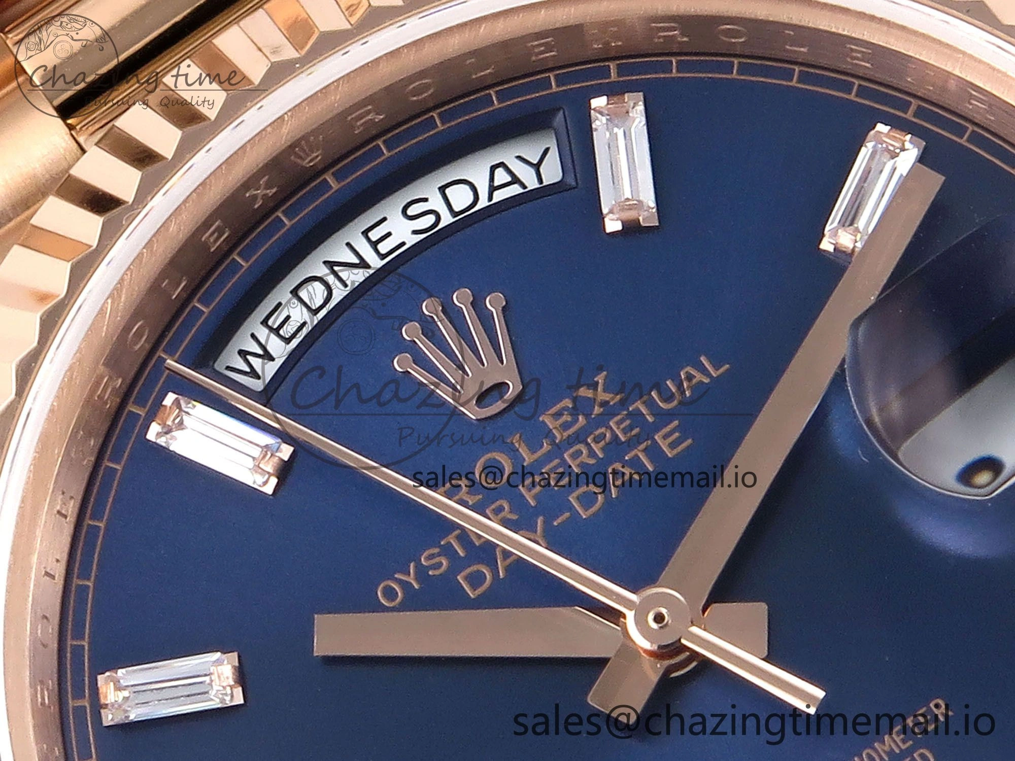 Day Date 40 RG 228235 QF 1:1 Best Edition Diamonds Bezel Blue Dial Crystal Markers on President Bracelet VR2836