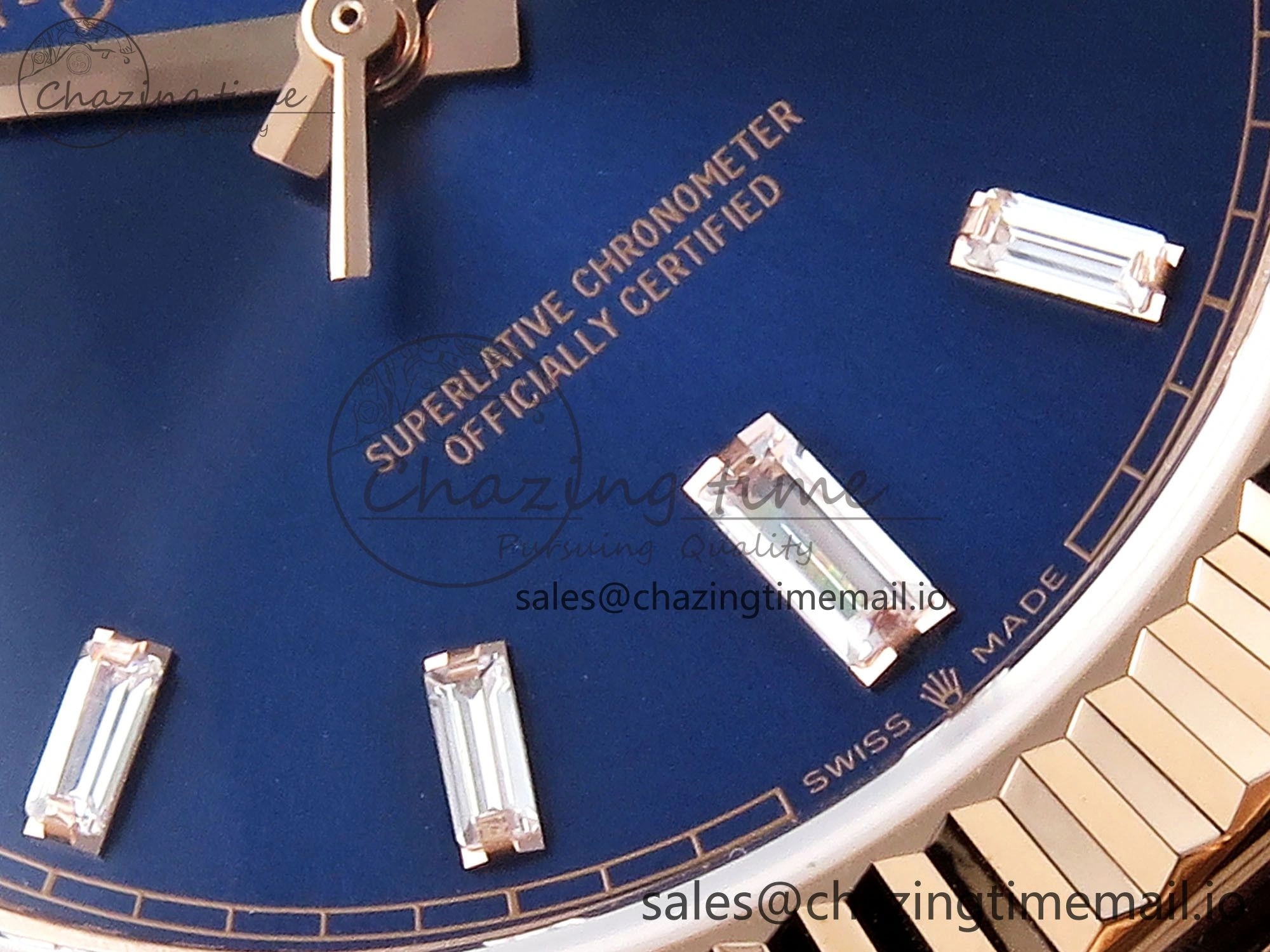 Day Date 40 RG 228235 QF 1:1 Best Edition Diamonds Bezel Blue Dial Crystal Markers on President Bracelet VR2836