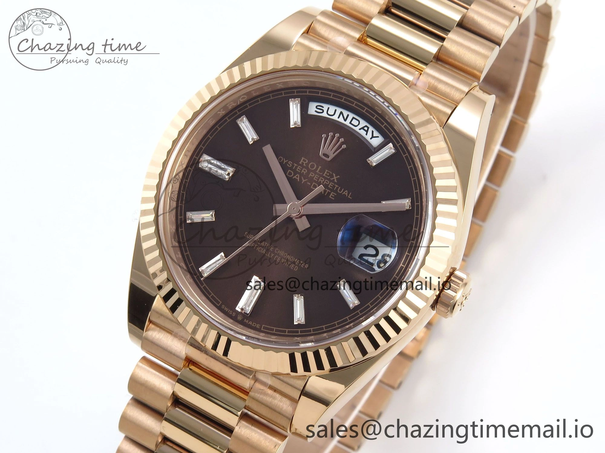 Day Date 40 RG 228235 THBF 1:1 Best Edition Black Crystal Dial on President Bracelet VR3255 V3 (Gain Weight)