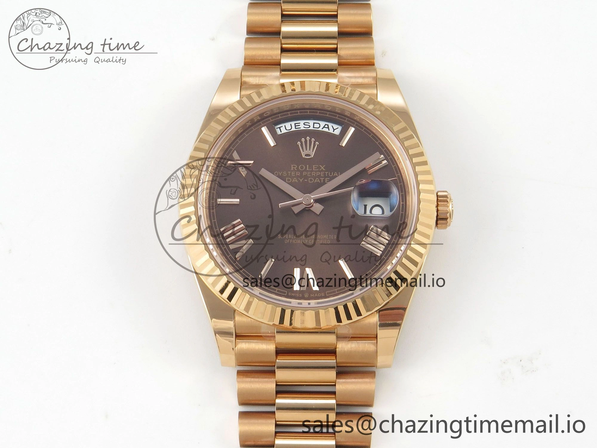 Day Date 40 RG 228235 THBF 1:1 Best Edition Brown Roman Dial on President Bracelet VR3255 V3 (Gain Weight)