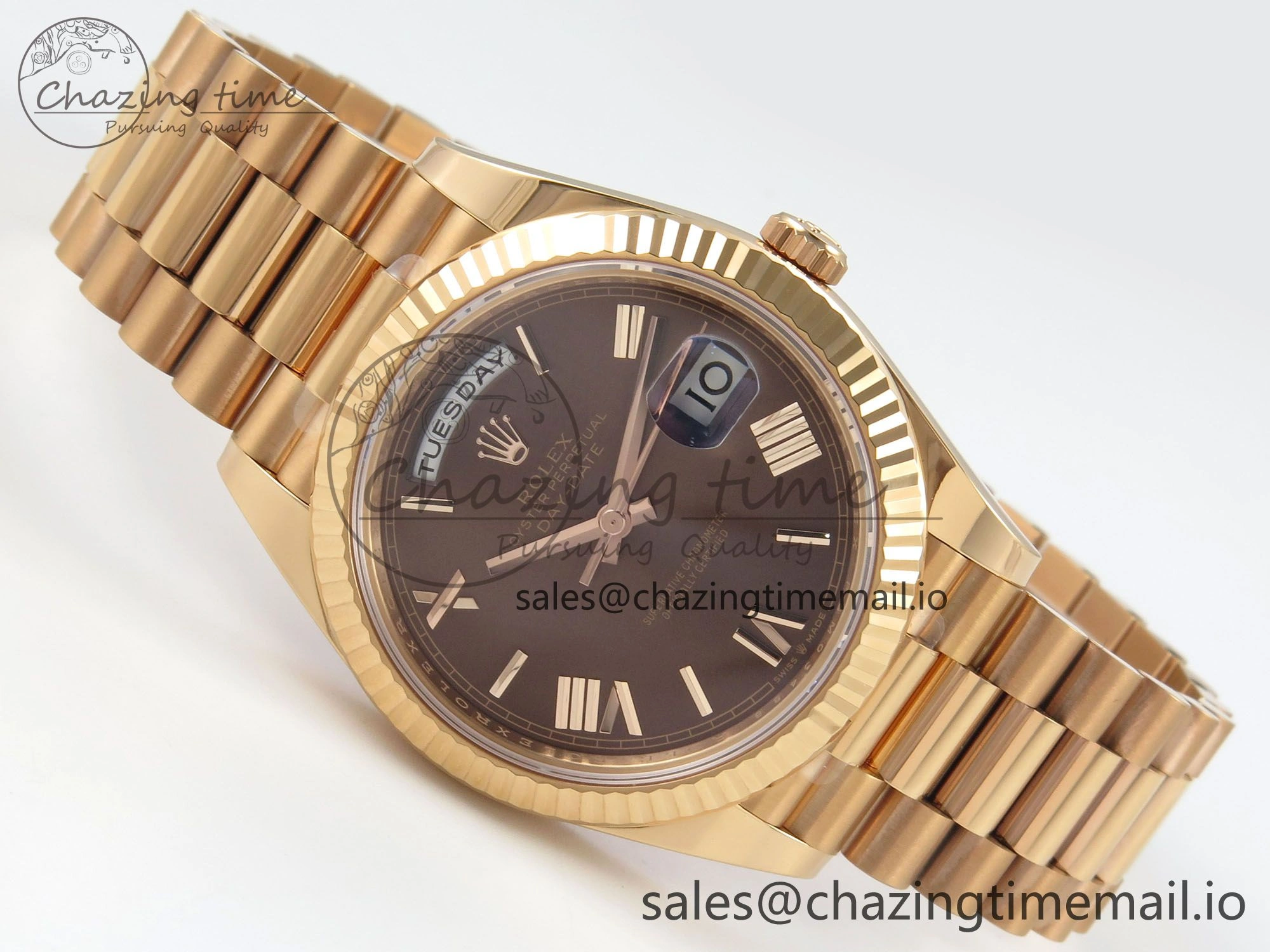 Day Date 40 RG 228235 THBF 1:1 Best Edition Brown Roman Dial on President Bracelet VR3255 V3 (Gain Weight)