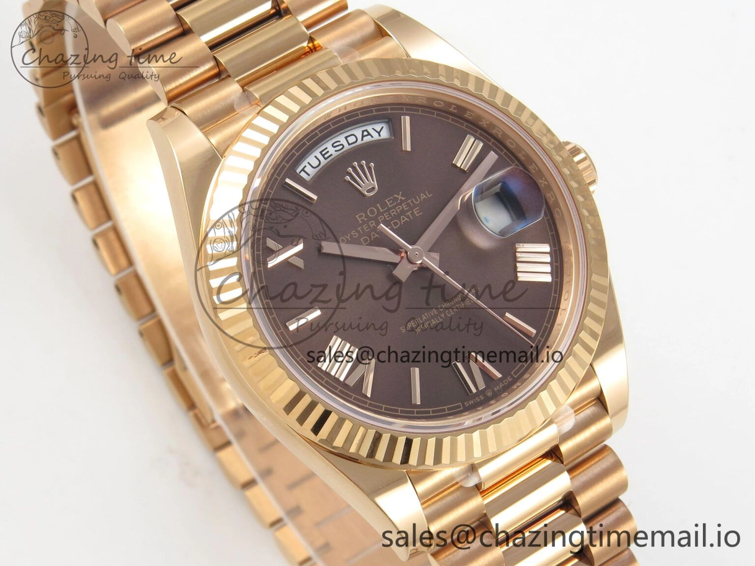 Day Date 40 RG 228235 THBF 1:1 Best Edition Brown Roman Dial on President Bracelet VR3255 V3 (Gain Weight)