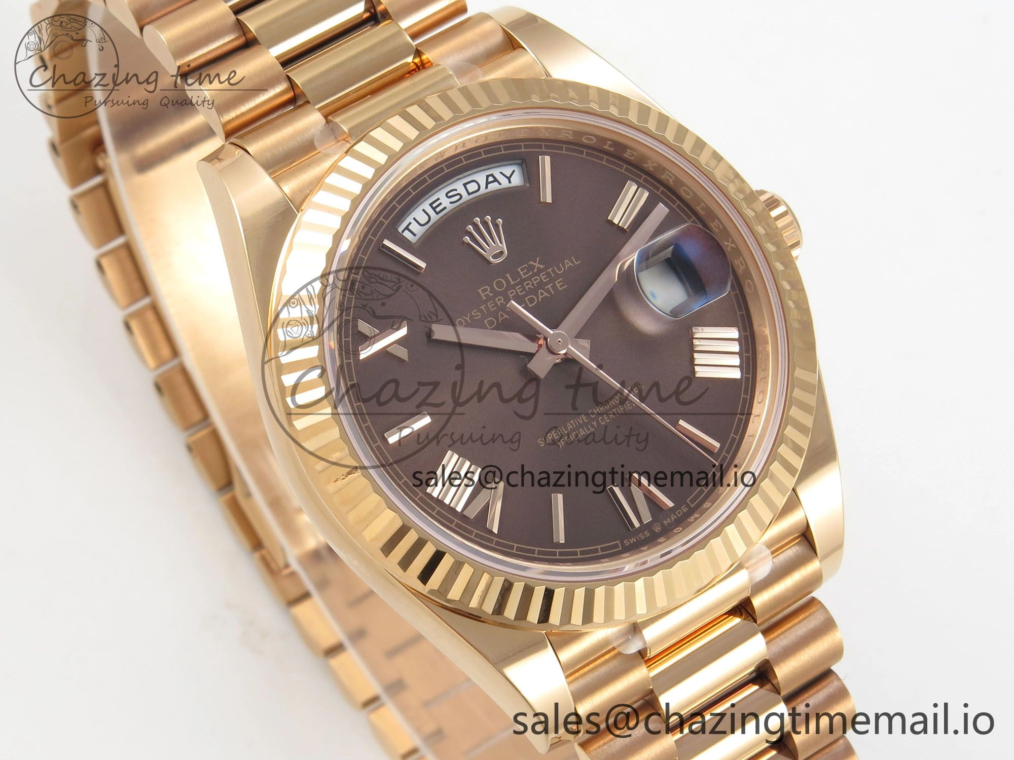 Day Date 40 RG 228235 THBF 1:1 Best Edition Brown Roman Dial on President Bracelet VR3255 V3 (Gain Weight)