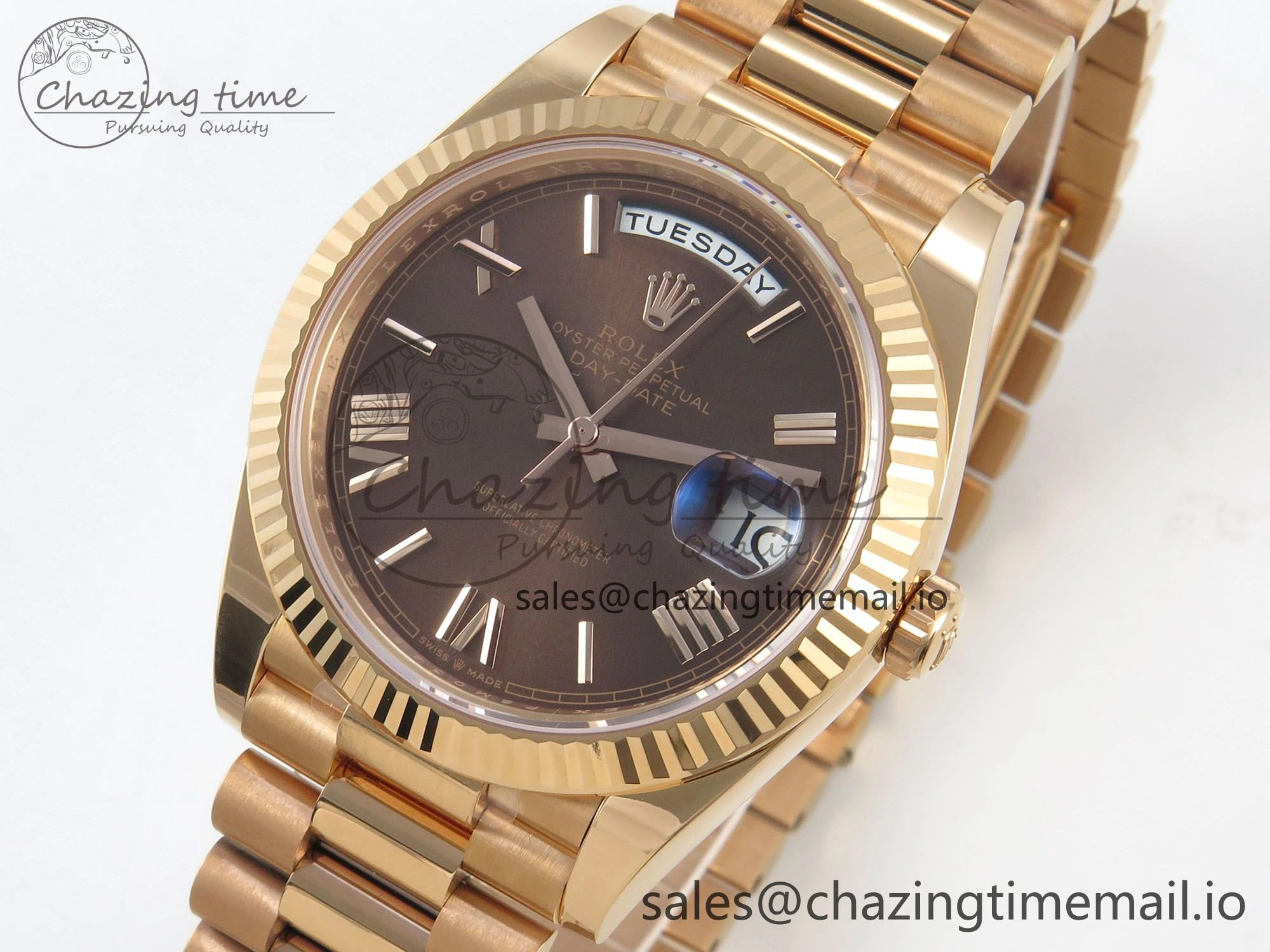 Day Date 40 RG 228235 THBF 1:1 Best Edition Brown Roman Dial on President Bracelet VR3255 V3 (Gain Weight)