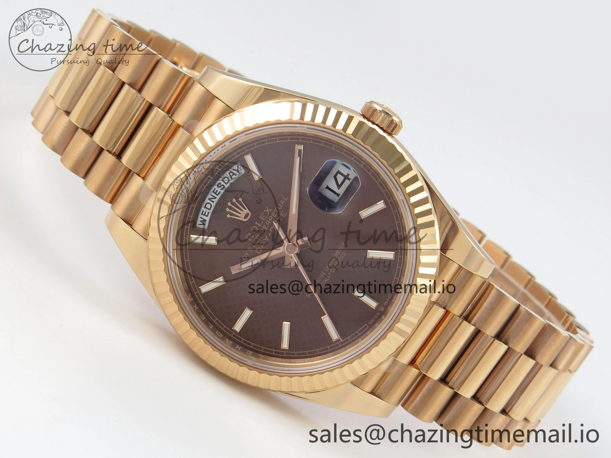 Day Date 40 RG 228235 THBF 1:1 Best Edition Brown Textured Marker Dial on President Bracelet VR3255 V3 (Gain Weight)