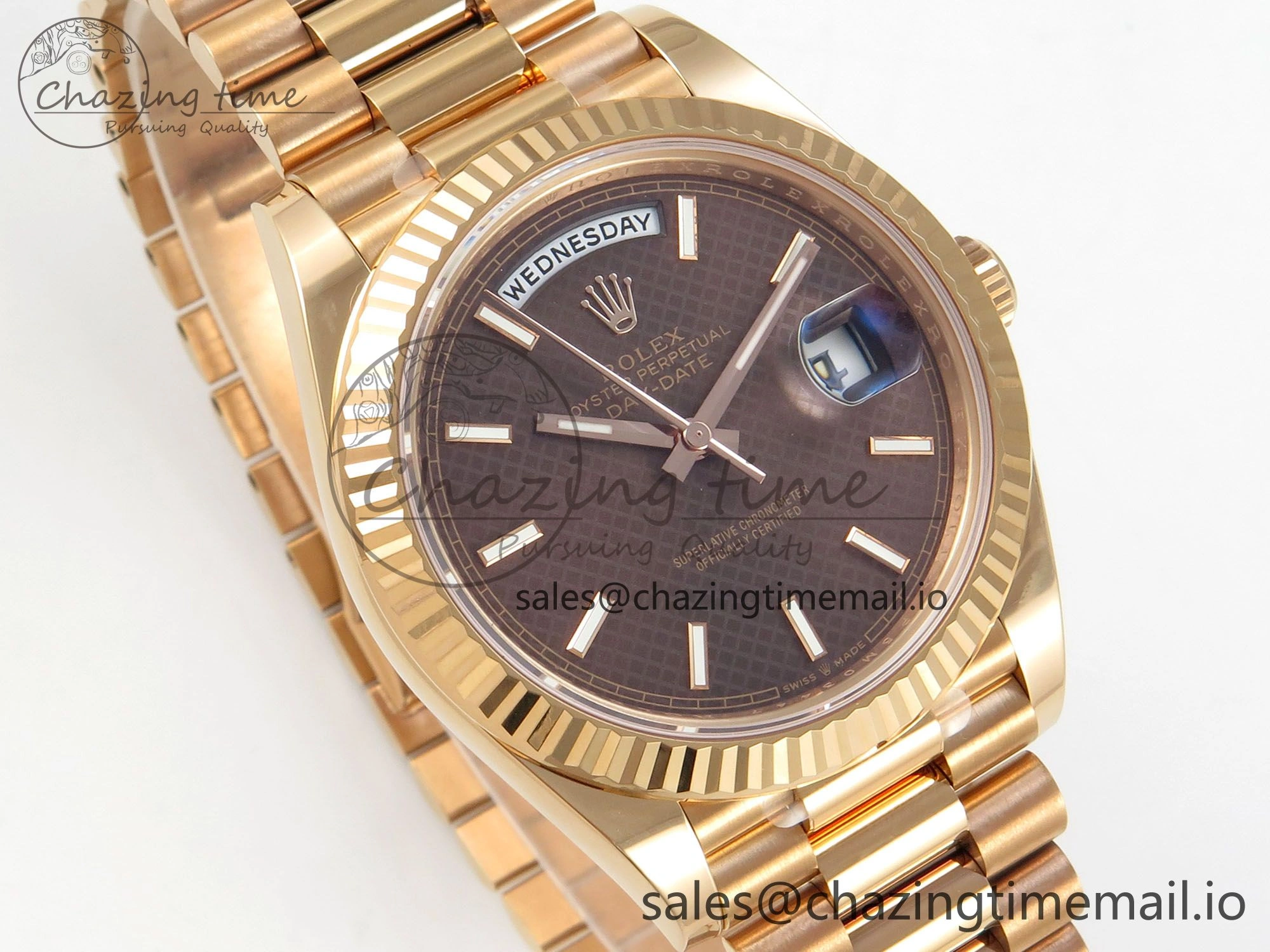 Day Date 40 RG 228235 THBF 1:1 Best Edition Brown Textured Marker Dial on President Bracelet VR3255 V3 (Gain Weight)