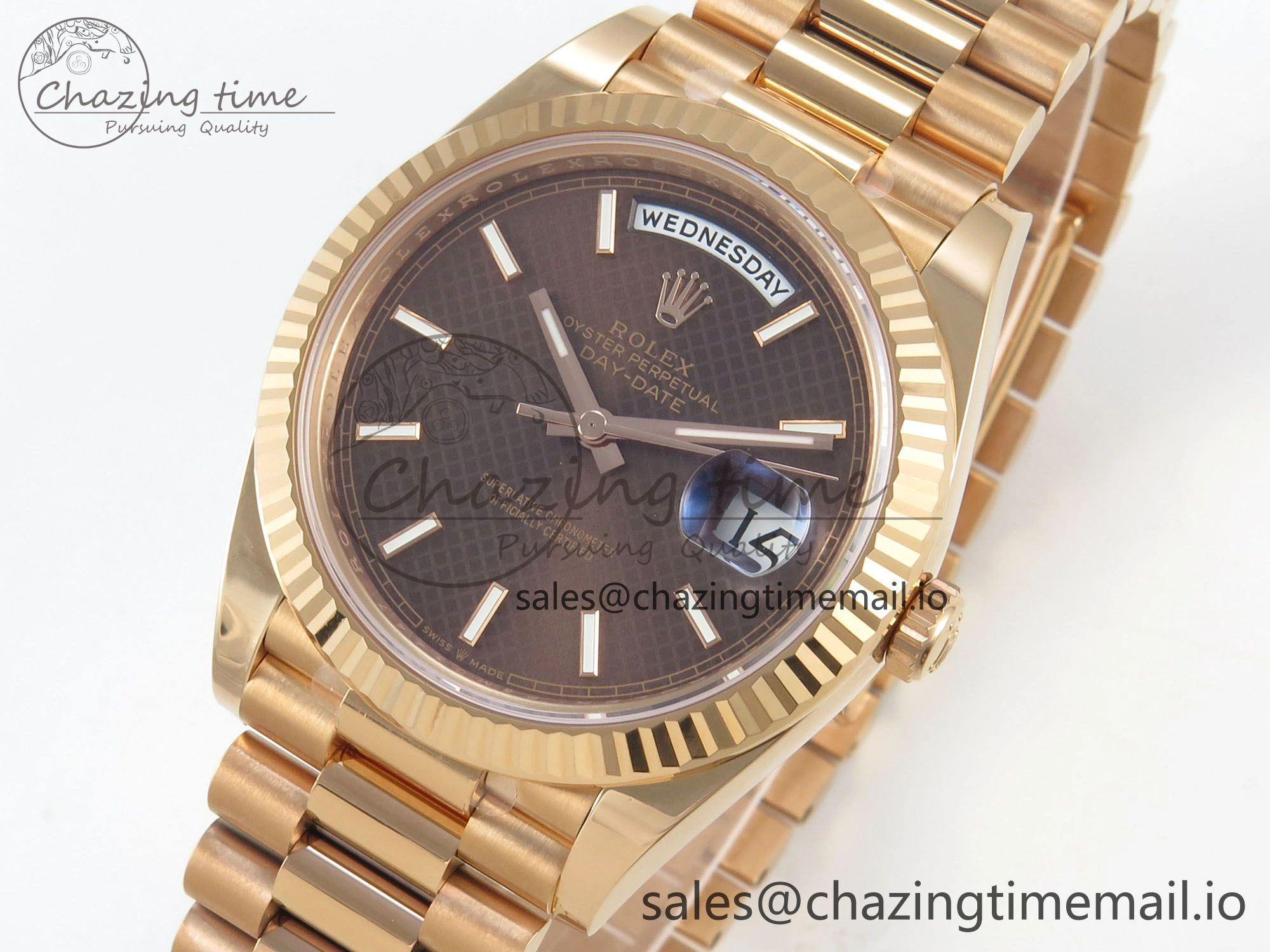 Day Date 40 RG 228235 THBF 1:1 Best Edition Brown Textured Marker Dial on President Bracelet VR3255 V3 (Gain Weight)