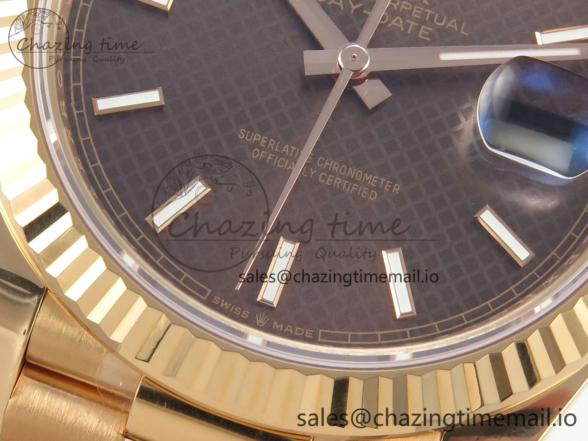 Day Date 40 RG 228235 THBF 1:1 Best Edition Brown Textured Marker Dial on President Bracelet VR3255 V3 (Gain Weight)