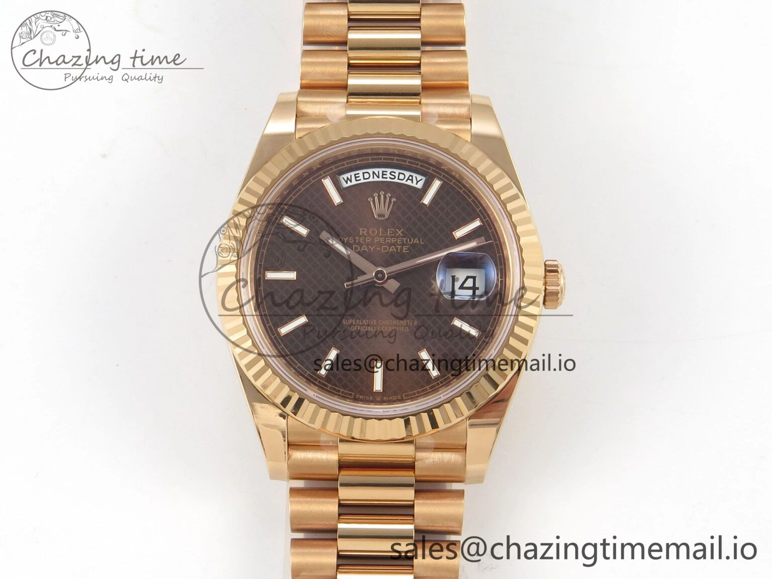 Day Date 40 RG 228235 THBF 1:1 Best Edition Brown Textured Marker Dial on President Bracelet VR3255 V3 (Gain Weight)