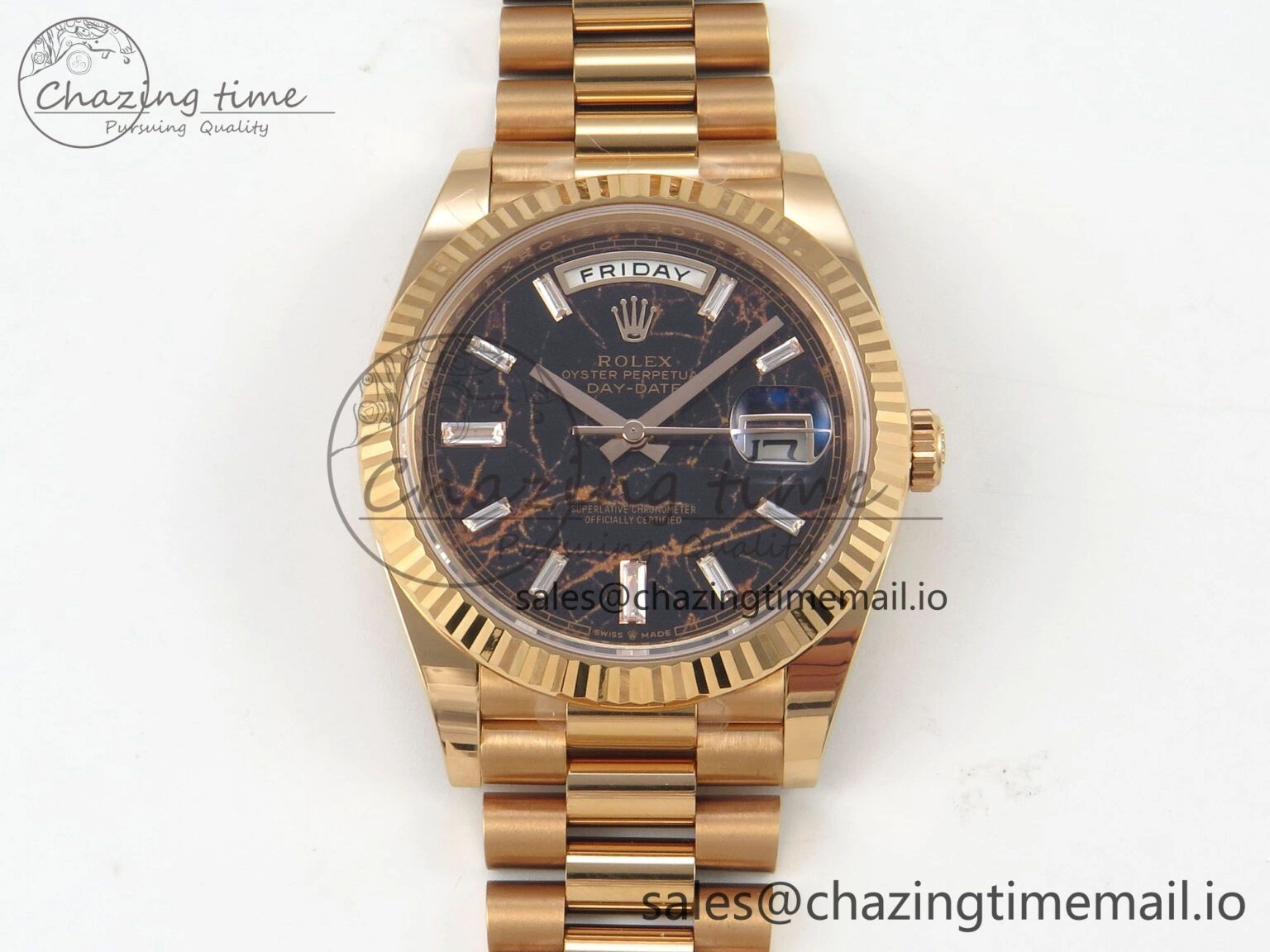 Day Date 40 RG 228235 THBF 1:1 Best Edition Eisenkiesel Crystal Dial on President Bracelet VR3255 V3 (Gain Weight)