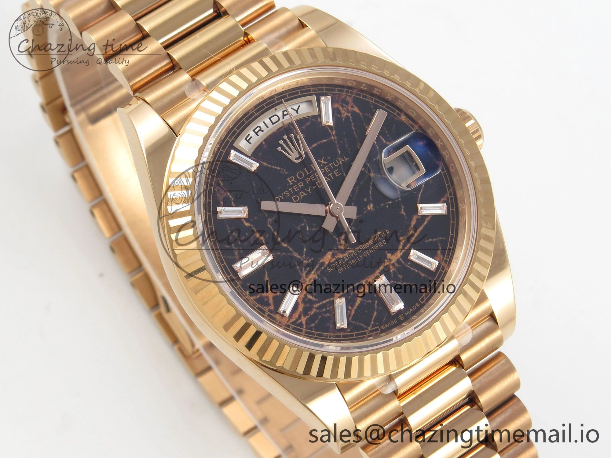 Day Date 40 RG 228235 THBF 1:1 Best Edition Eisenkiesel Crystal Dial on President Bracelet VR3255 V3 (Gain Weight)