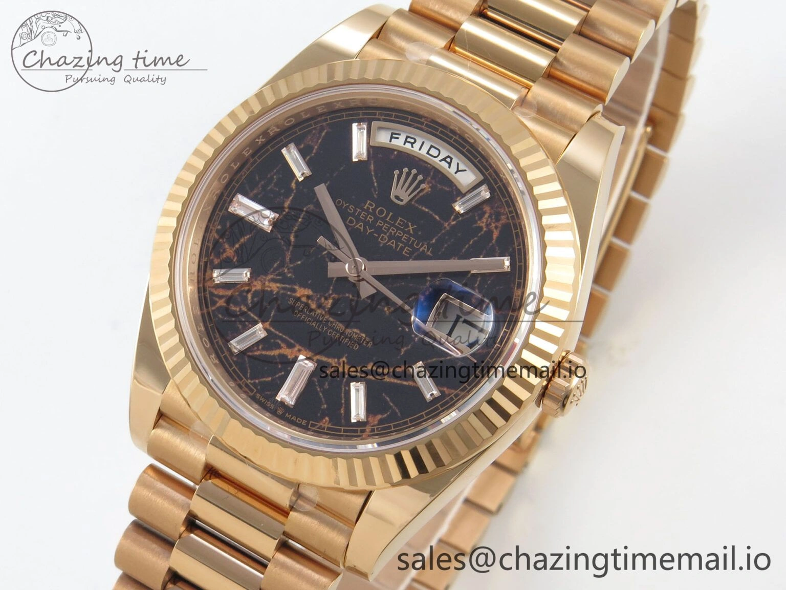 Day Date 40 RG 228235 THBF 1:1 Best Edition Eisenkiesel Crystal Dial on President Bracelet VR3255 V3 (Gain Weight)